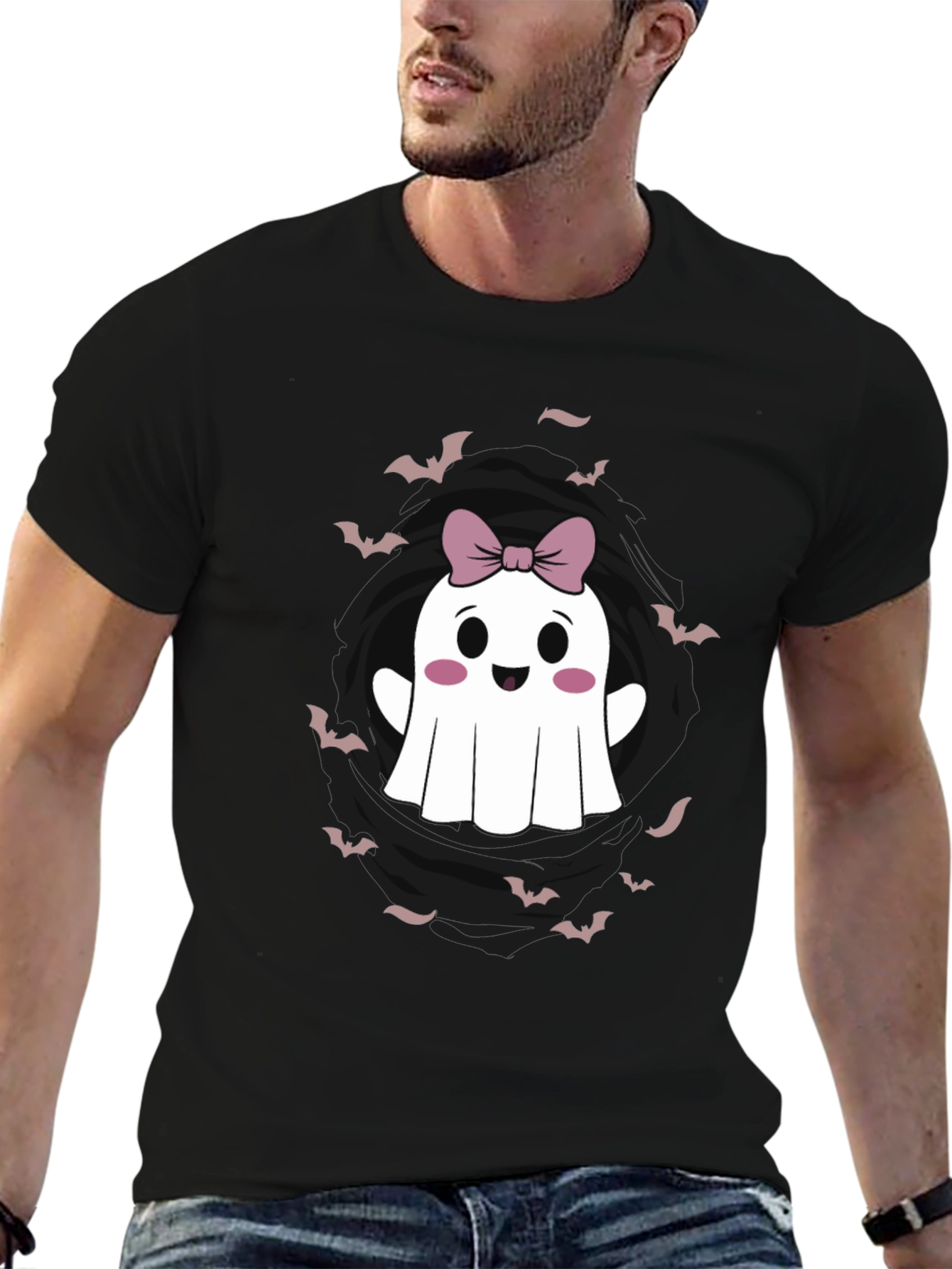 Cute Ghost Bow Halloween Graphic Tee