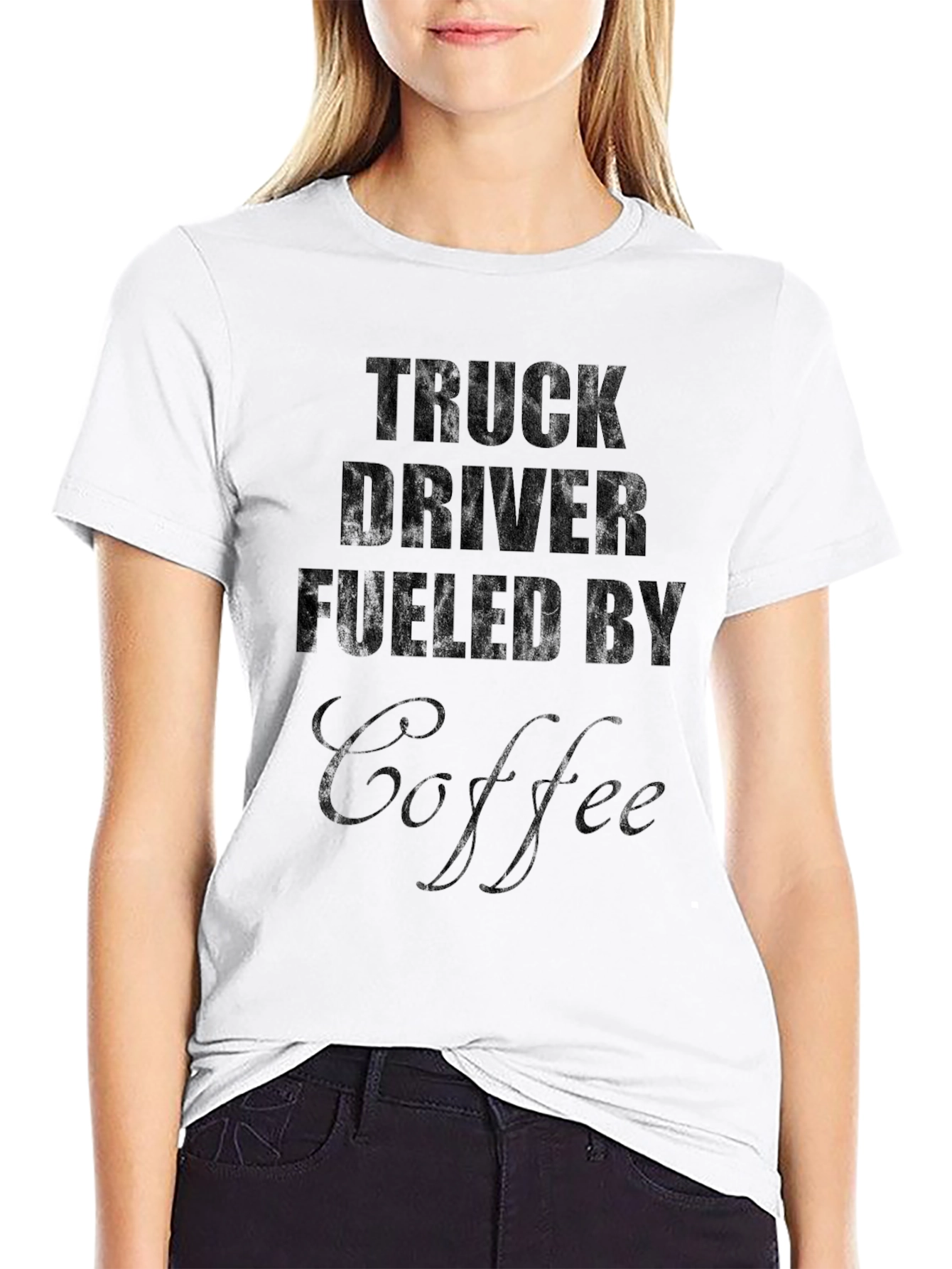 Truck Driver Fueled by Coffee Black T-Shirt