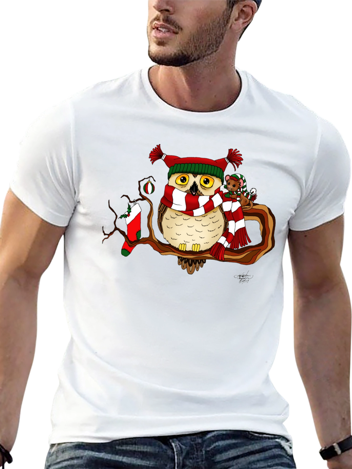 Festive Owl Christmas T-Shirt
