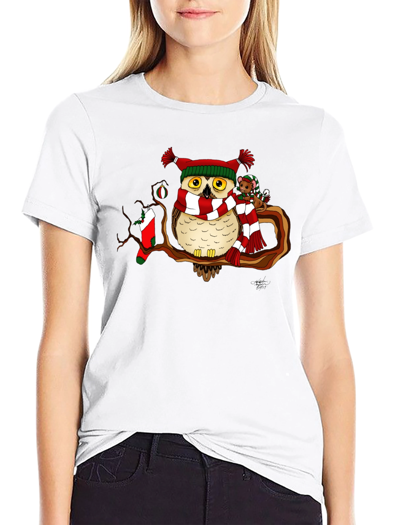 Festive Owl Christmas T-Shirt