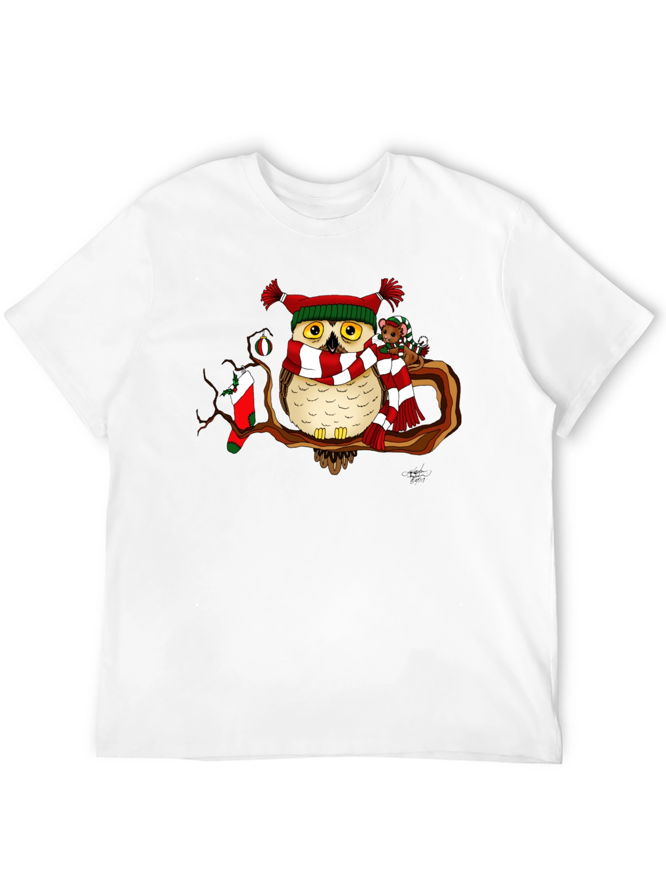 Festive Owl Christmas T-Shirt