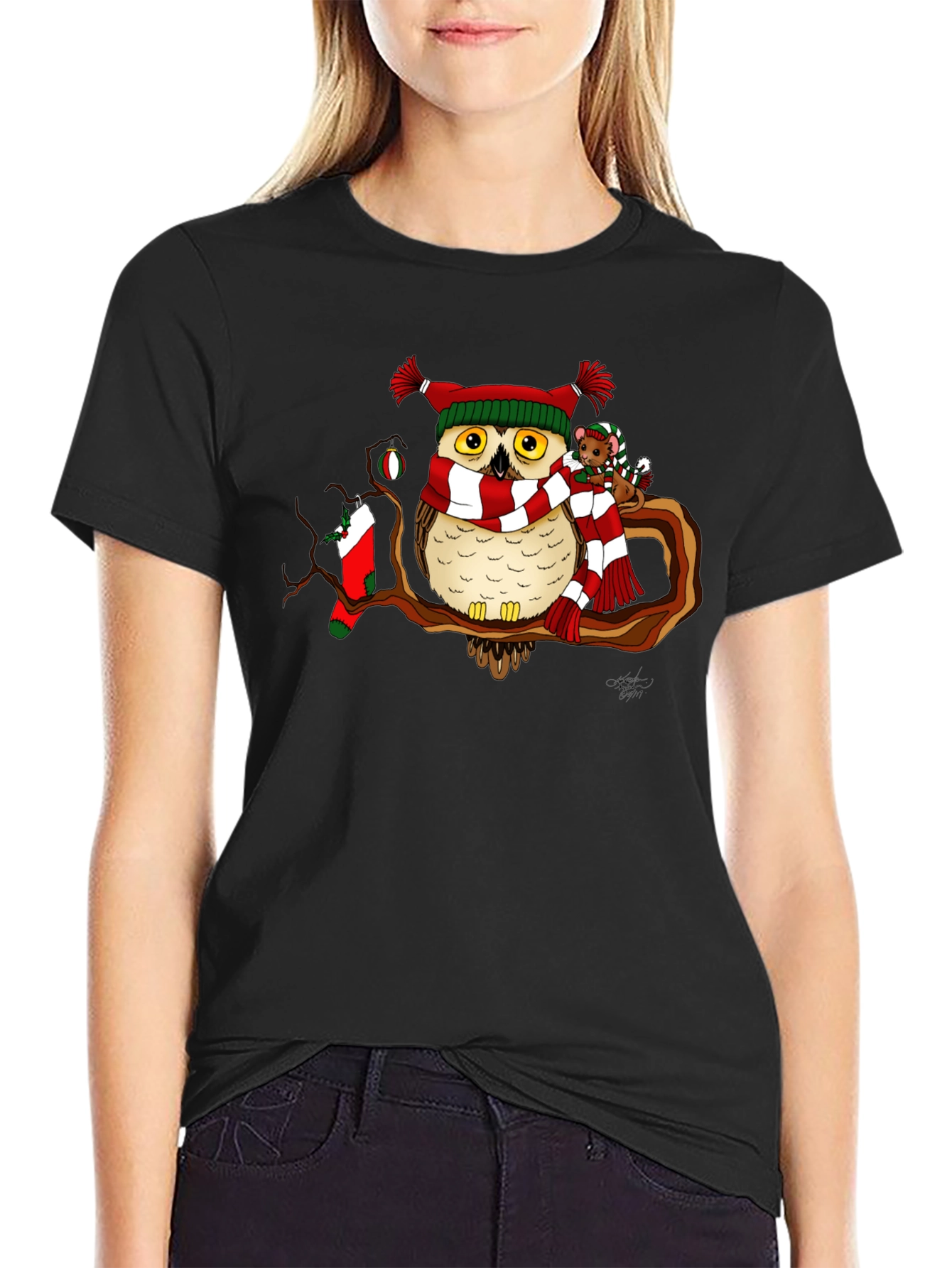 Festive Owl Christmas T-Shirt