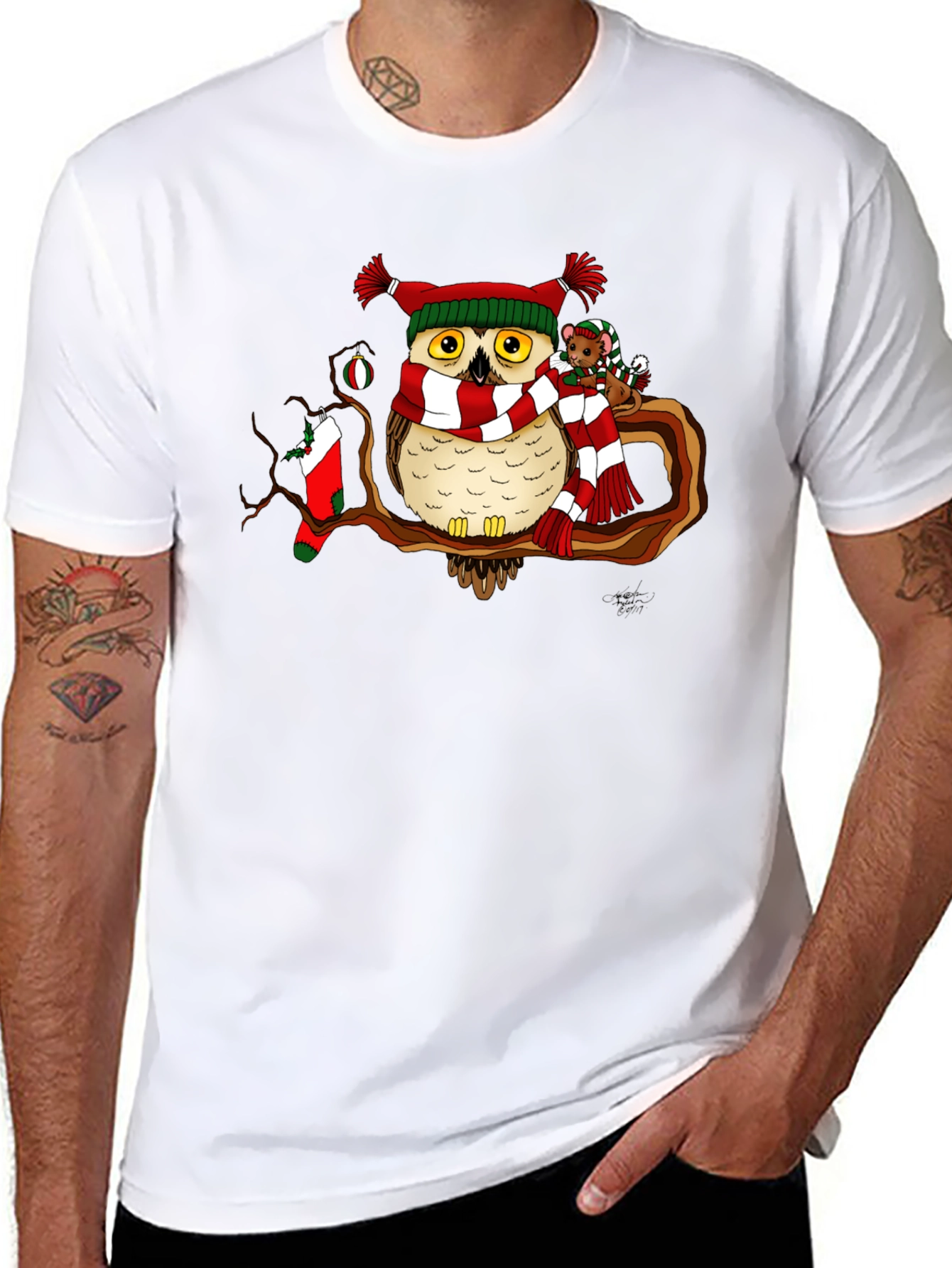 Festive Owl Christmas T-Shirt