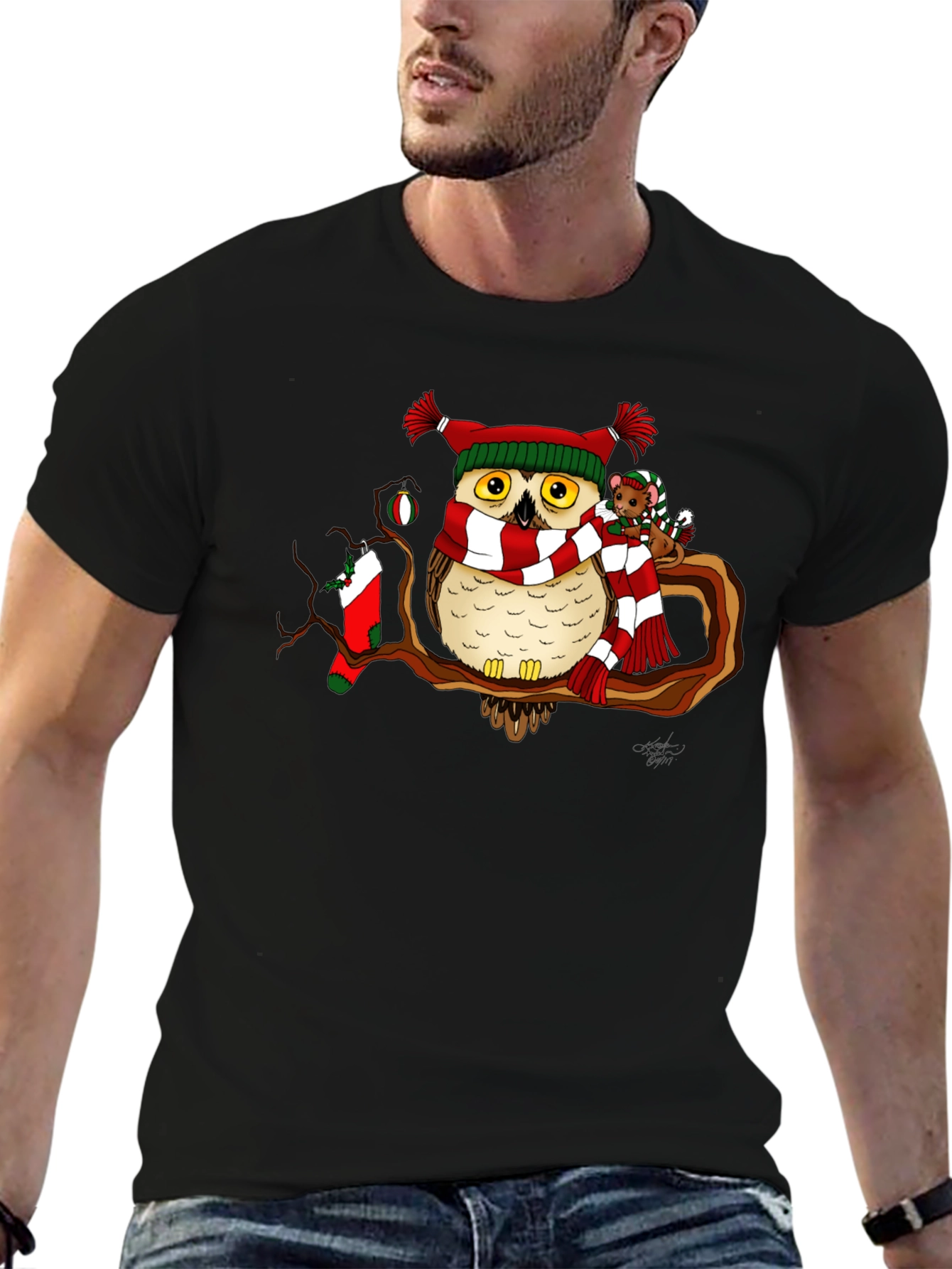 Festive Owl Christmas T-Shirt