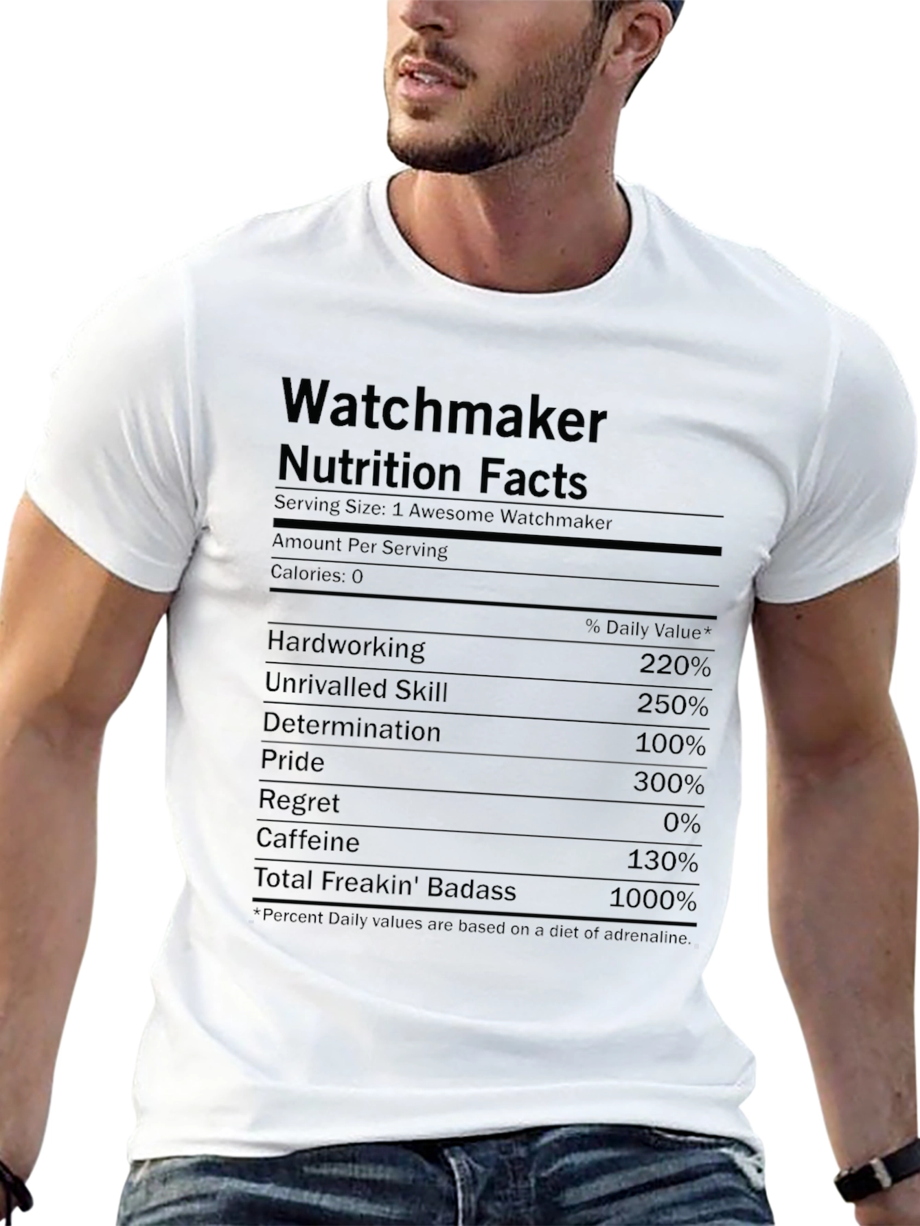 Watchmaker Nutrition Facts Funny Black T-Shirt