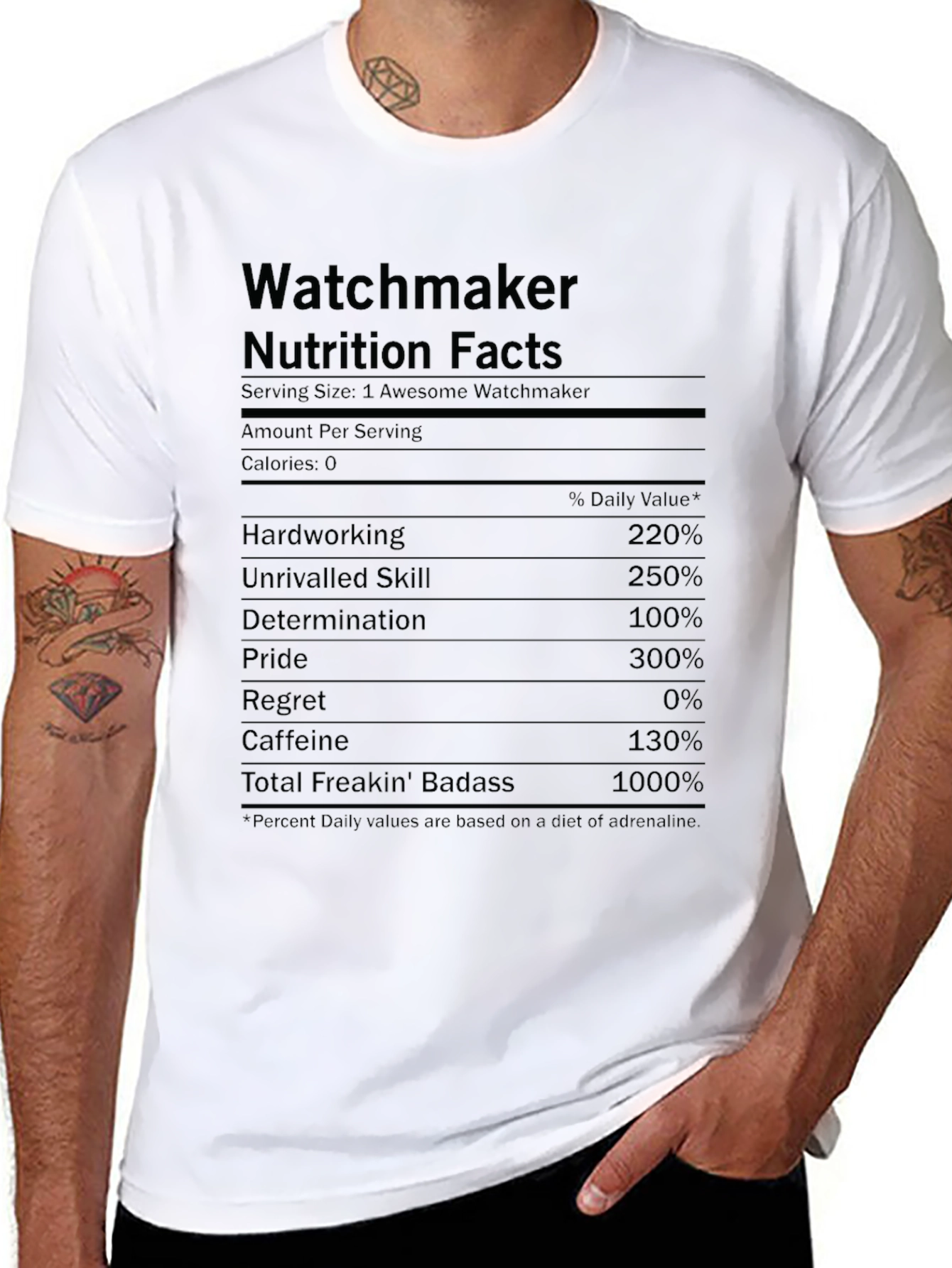 Watchmaker Nutrition Facts Funny Black T-Shirt