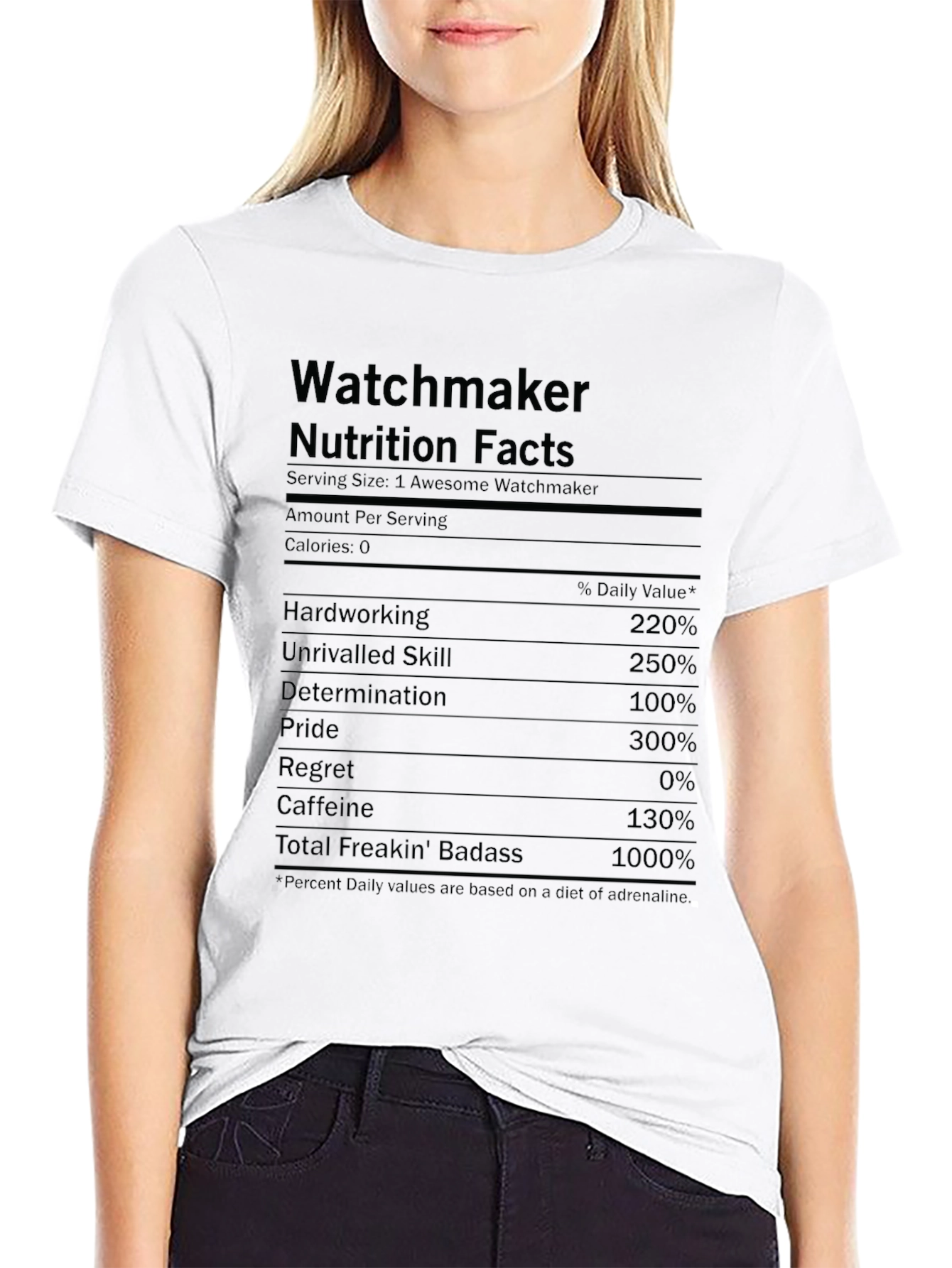 Watchmaker Nutrition Facts Funny Black T-Shirt