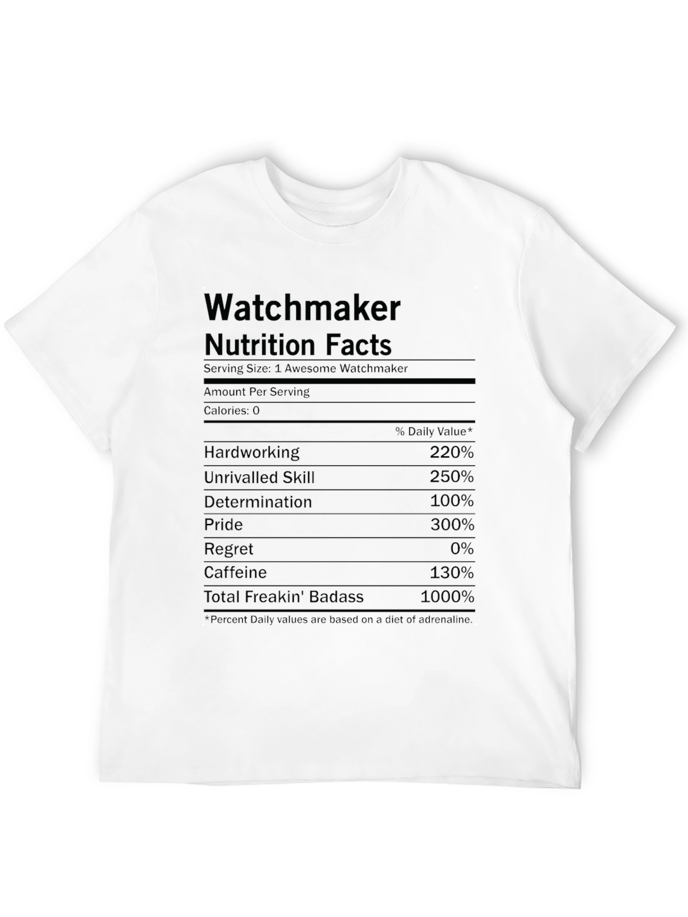 Watchmaker Nutrition Facts Funny Black T-Shirt