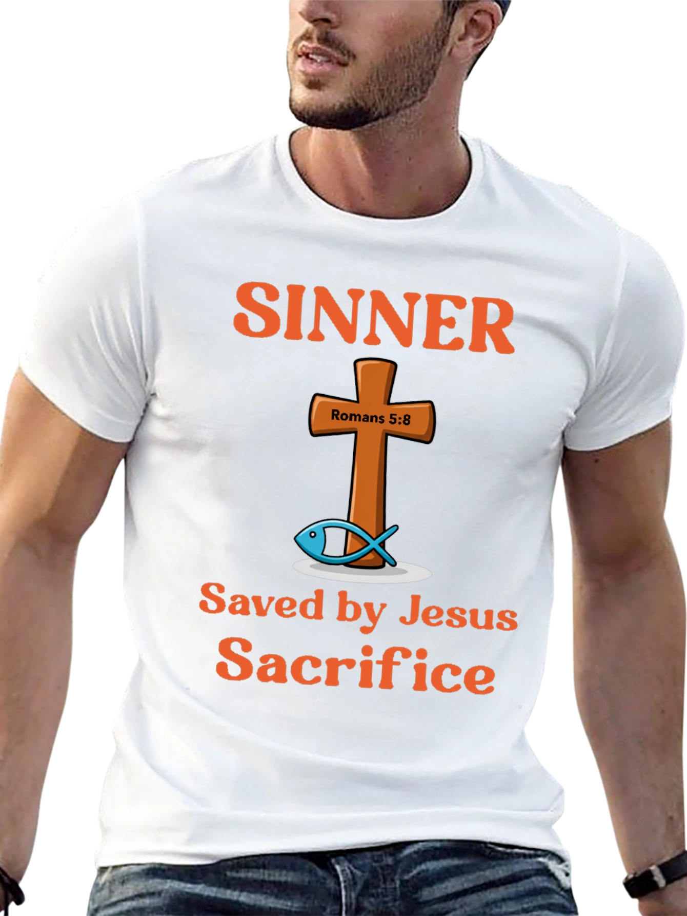 Sinner Saved by Jesus Sacrifice Graphic T-Shirt