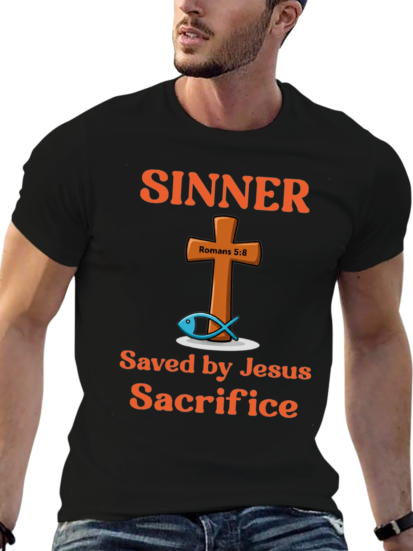 Sinner Saved by Jesus Sacrifice Graphic T-Shirt
