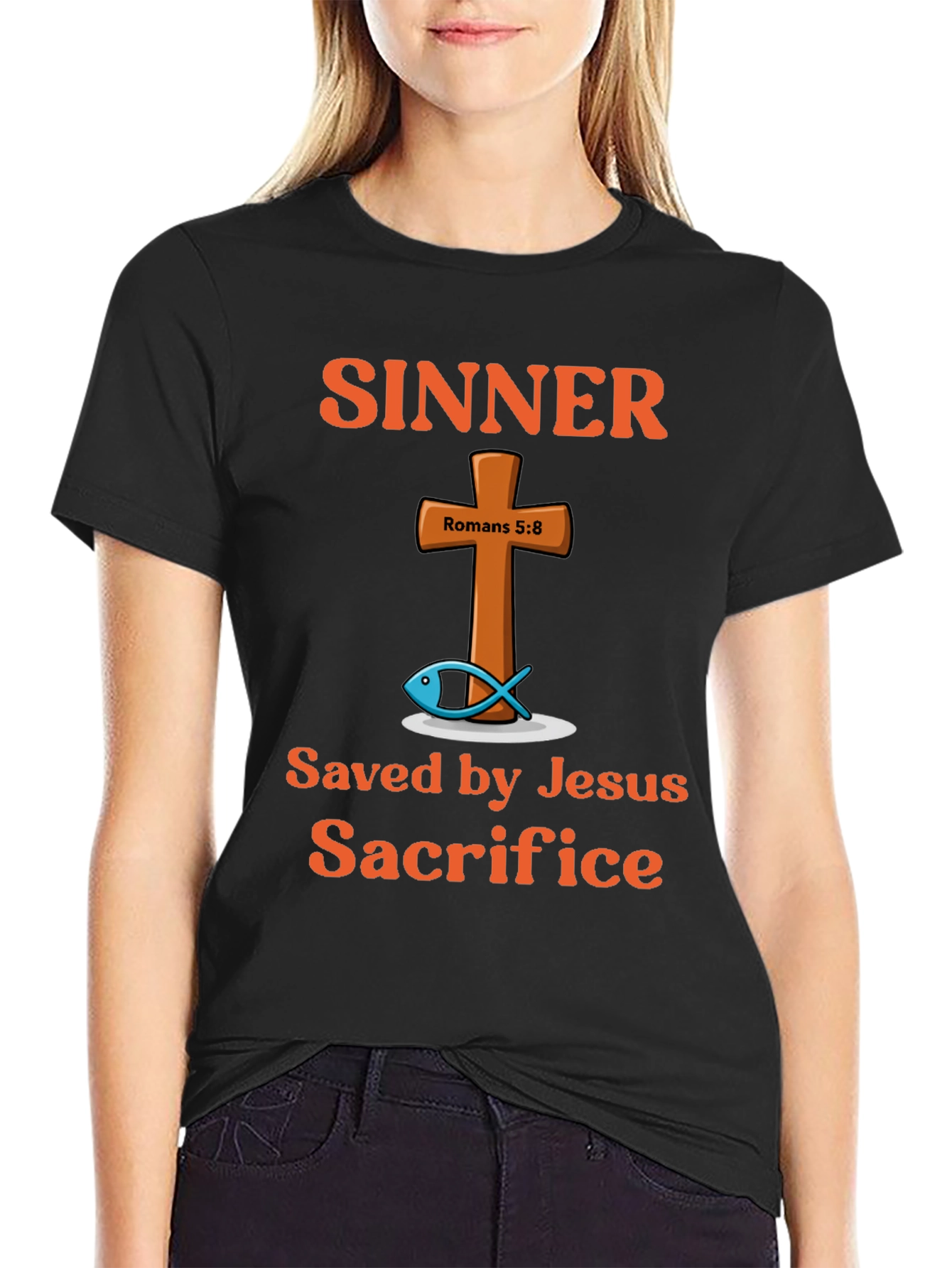 Sinner Saved by Jesus Sacrifice Graphic T-Shirt