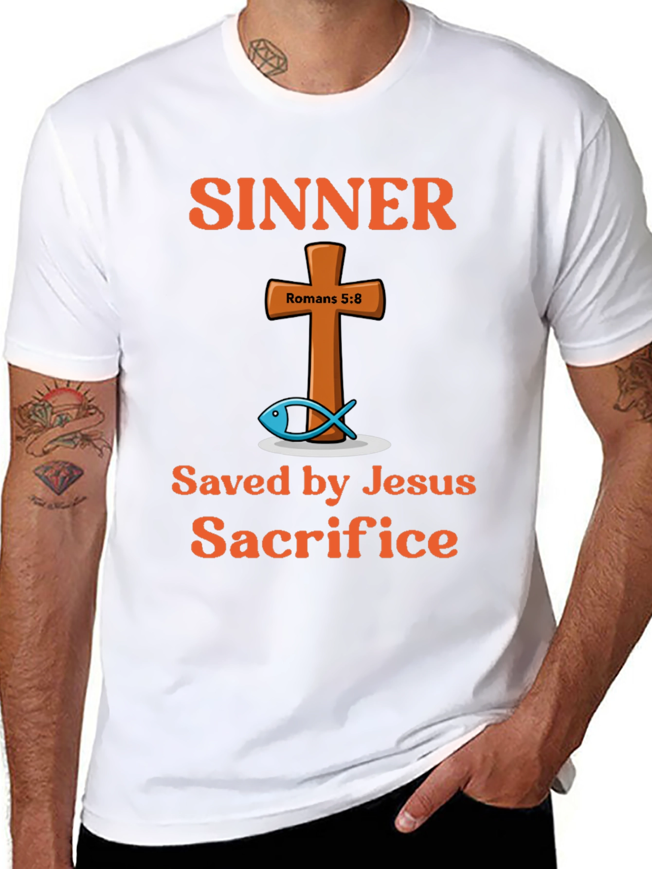 Sinner Saved by Jesus Sacrifice Graphic T-Shirt