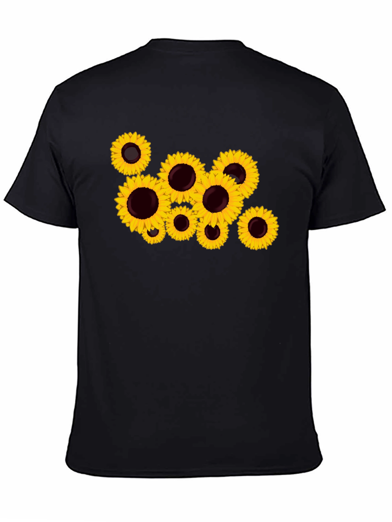Sunflower Print Black T-Shirt