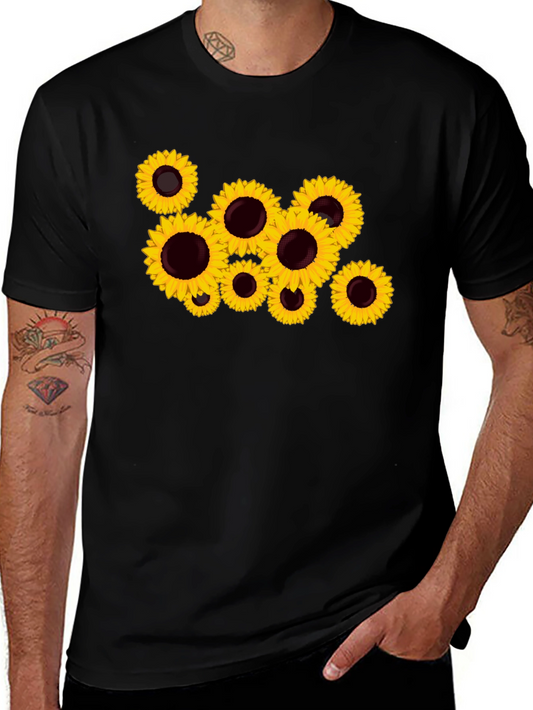 Sunflower Print Black T-Shirt