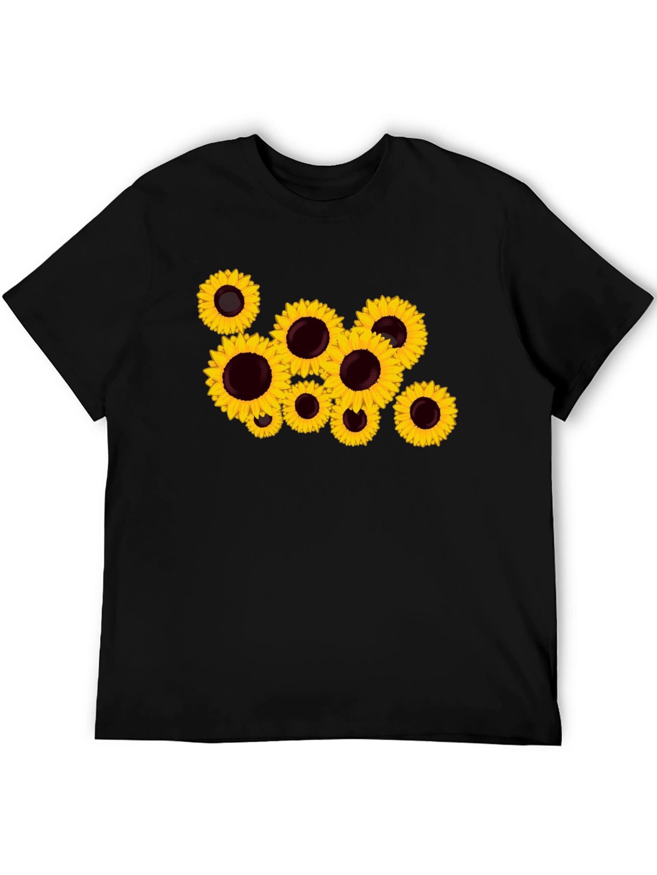 Sunflower Print Black T-Shirt