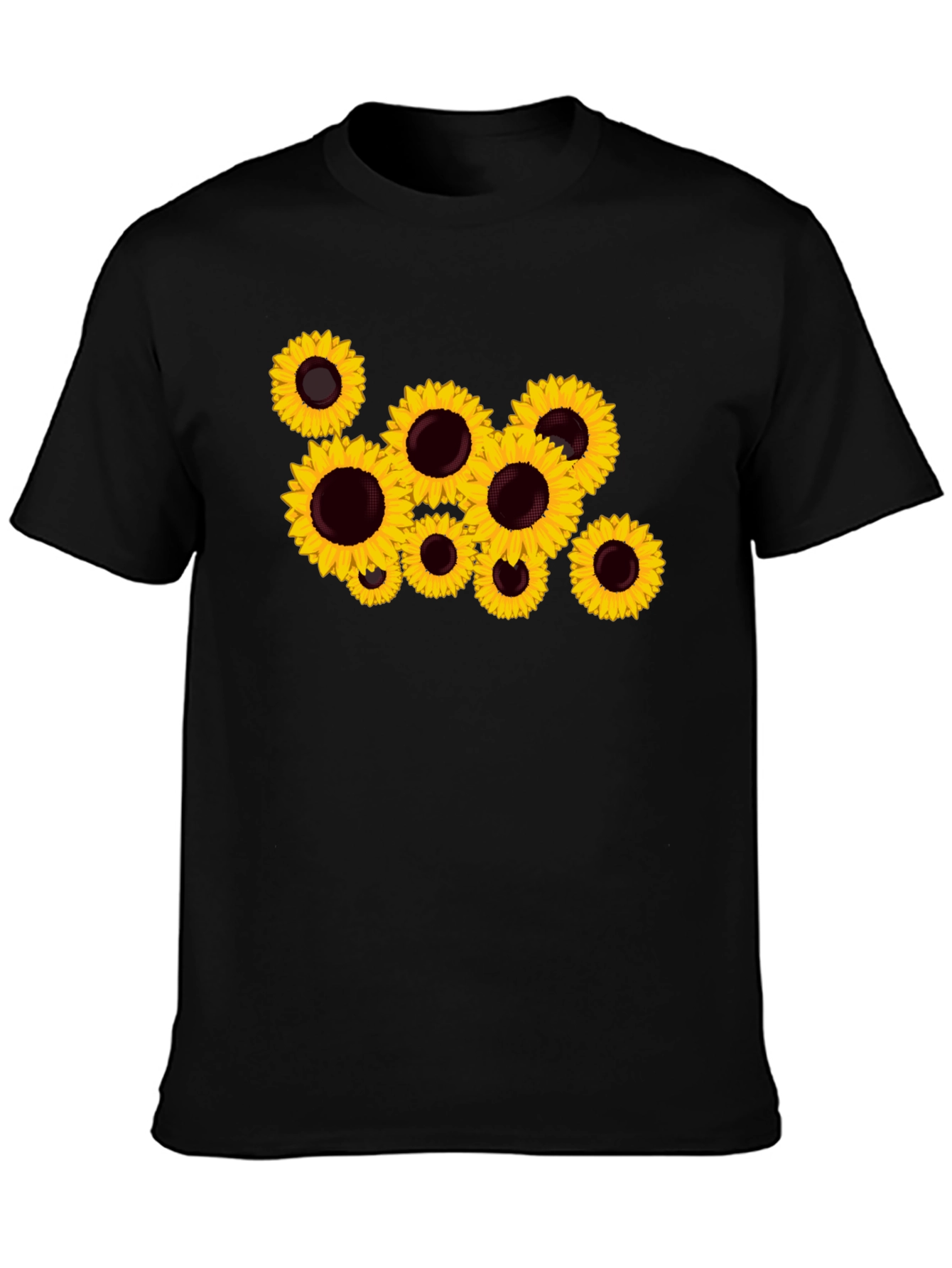 Sunflower Print Black T-Shirt