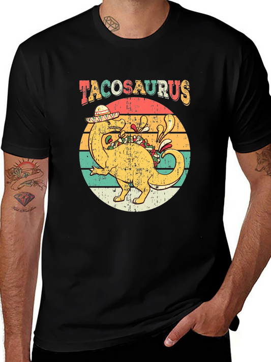 Tacosaurus Retro T-Shirt - Funny Dinosaur Taco Lover Tee