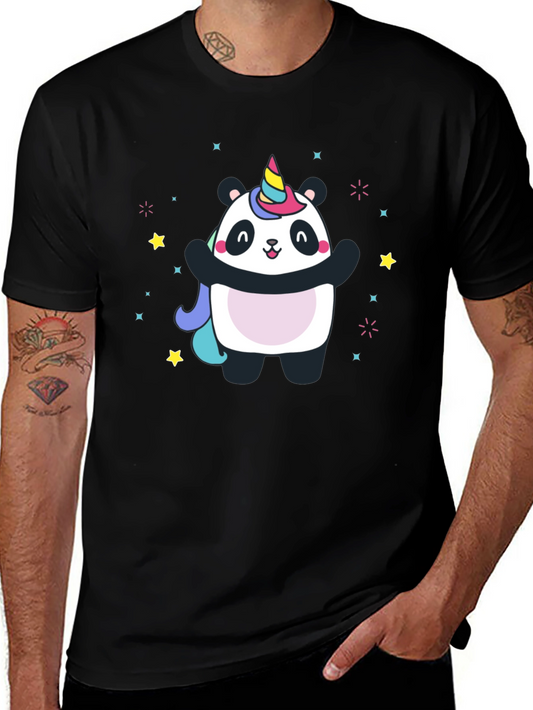 Panda Unicorn Graphic Tee - Mens Black T-Shirt