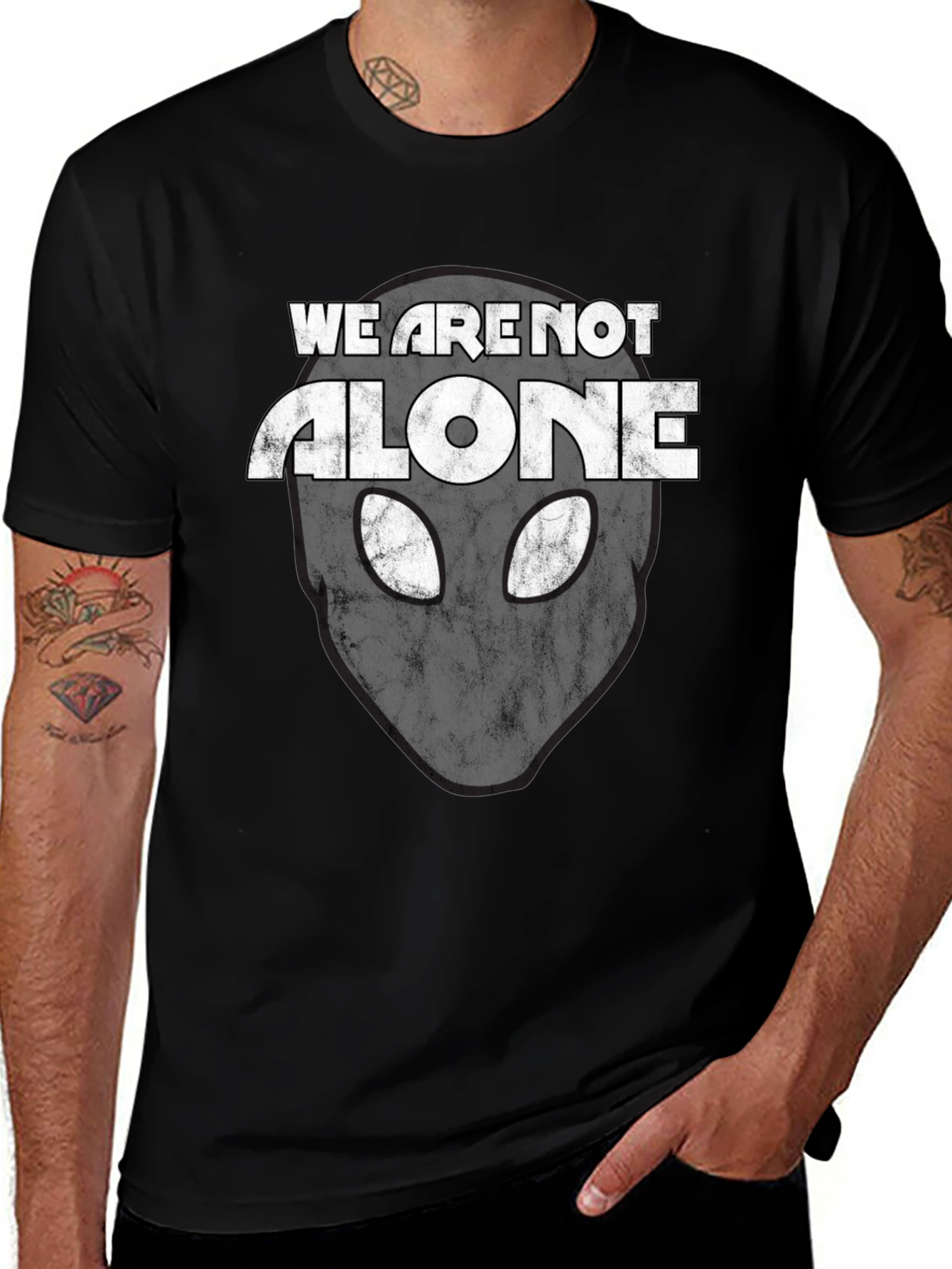 Alien Head Graphic Print T-Shirt - Sci-Fi Tee