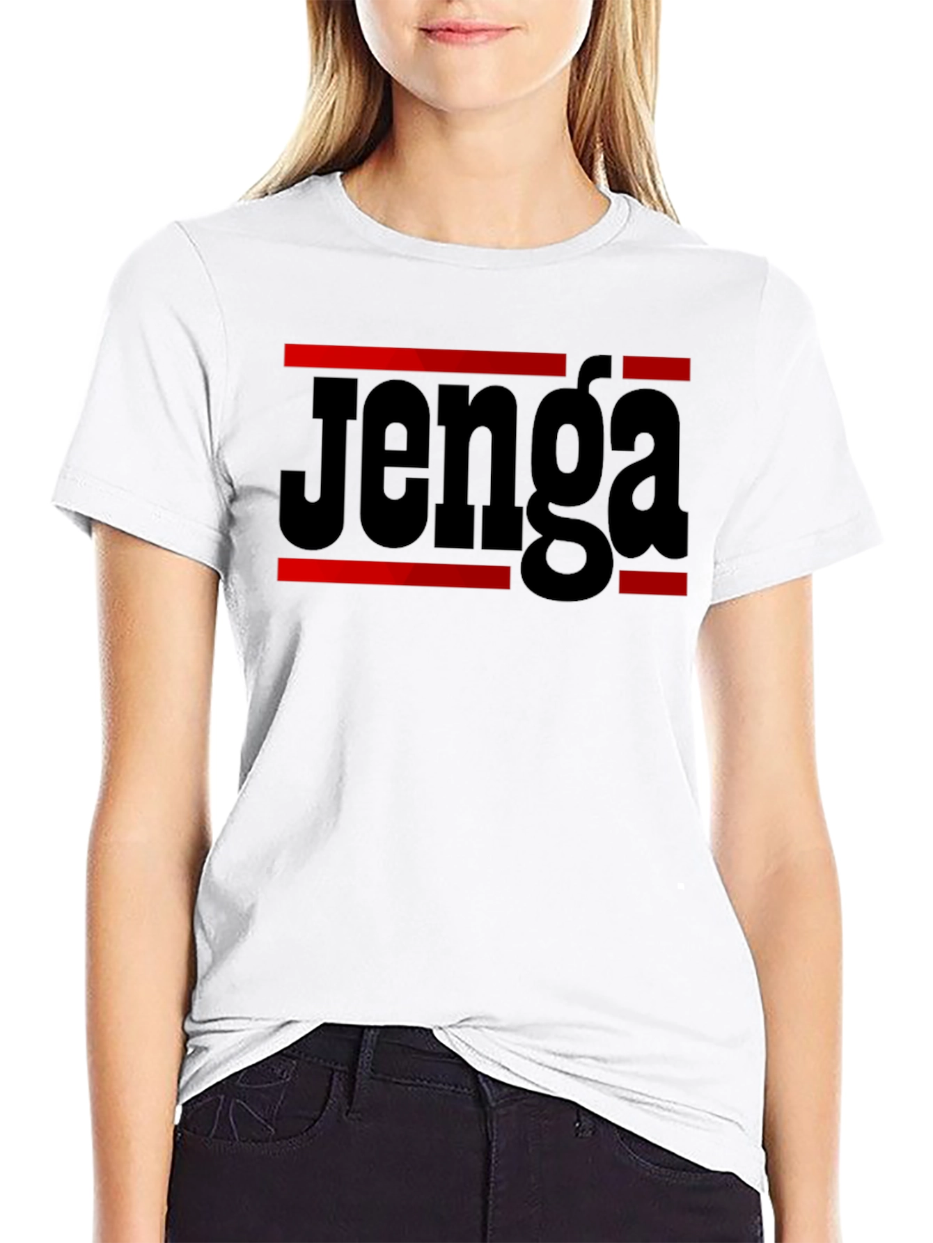Jenga Game T-Shirt - Black Cotton Blend