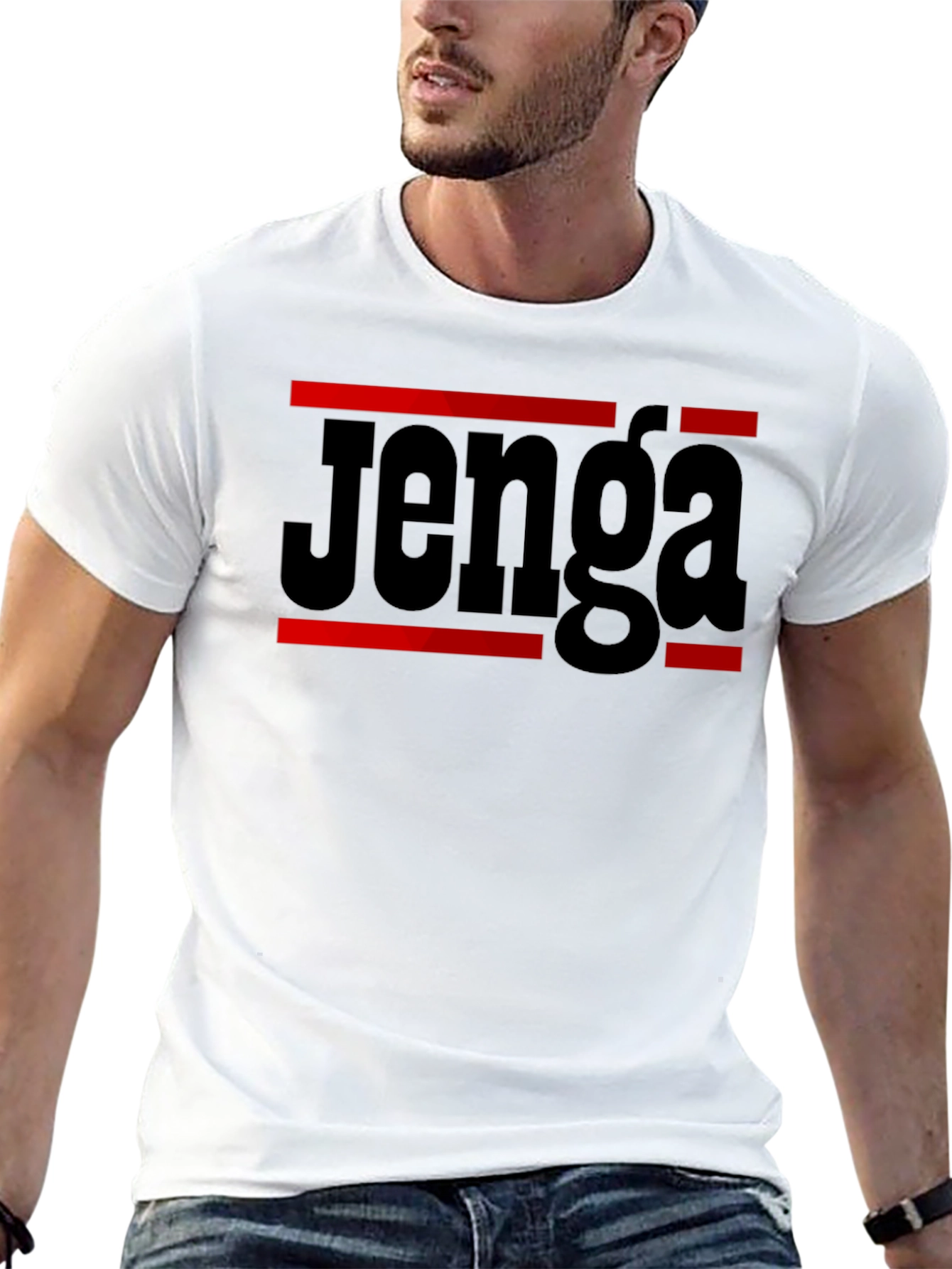 Jenga Game T-Shirt - Black Cotton Blend