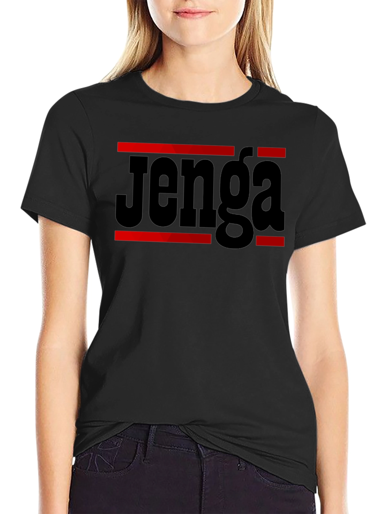 Jenga Game T-Shirt - Black Cotton Blend