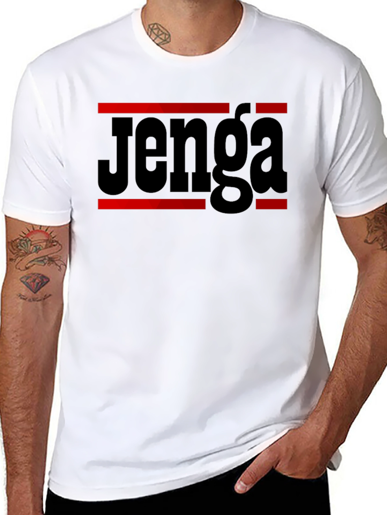 Jenga Game T-Shirt - Black Cotton Blend
