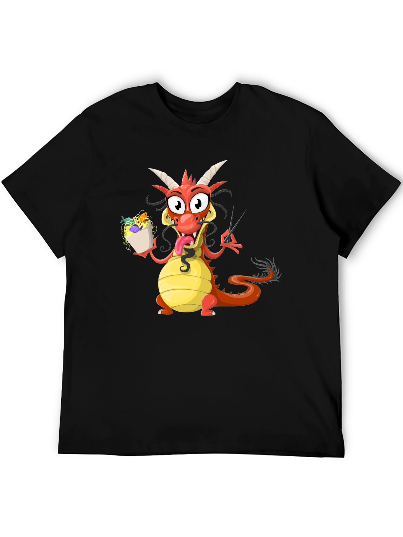 Funny Dragon Eating Noodles Graphic Tee