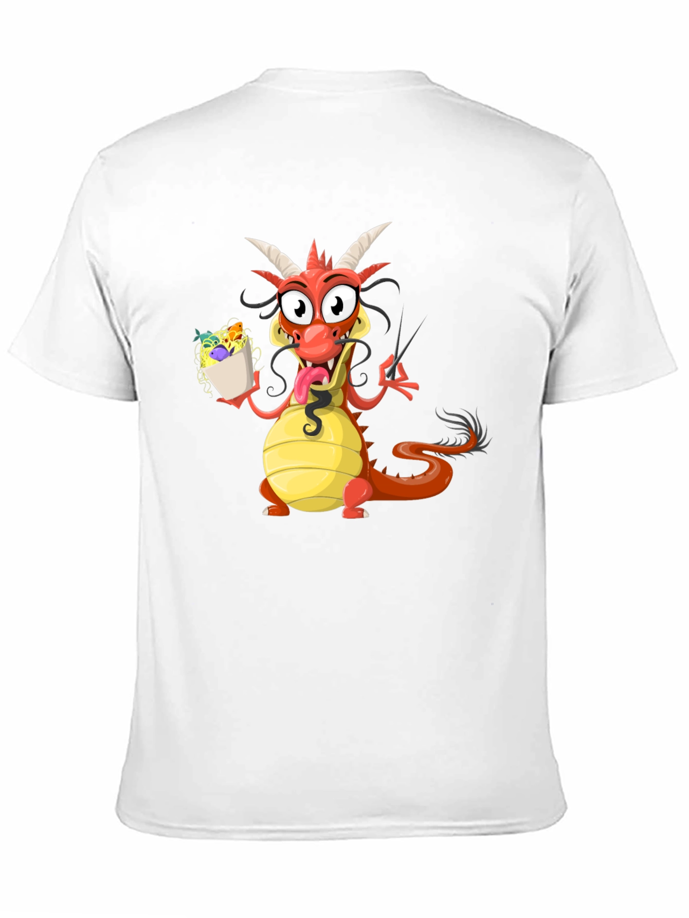 Funny Dragon Eating Noodles Graphic Tee