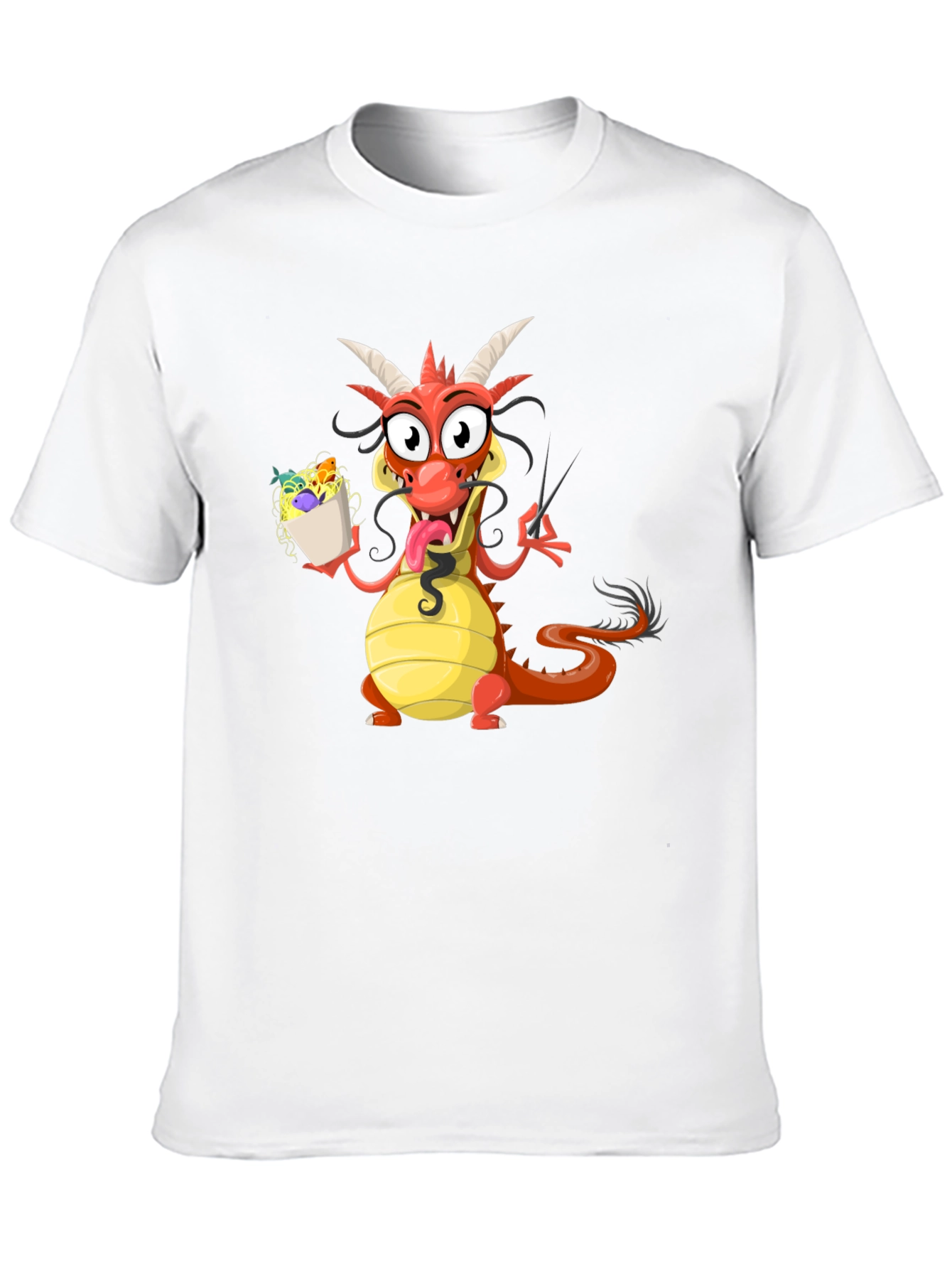 Funny Dragon Eating Noodles Graphic Tee