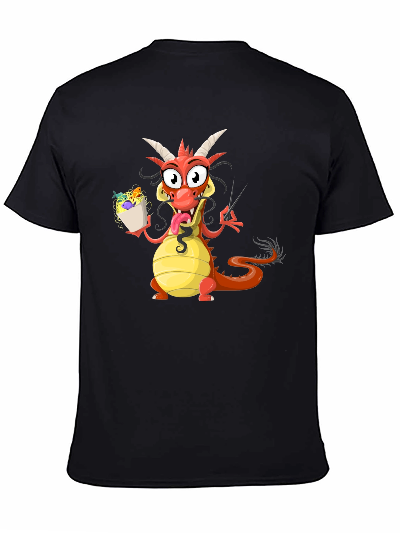 Funny Dragon Eating Noodles Graphic Tee