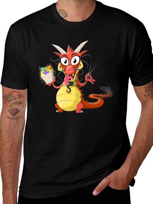 Funny Dragon Eating Noodles Graphic Tee