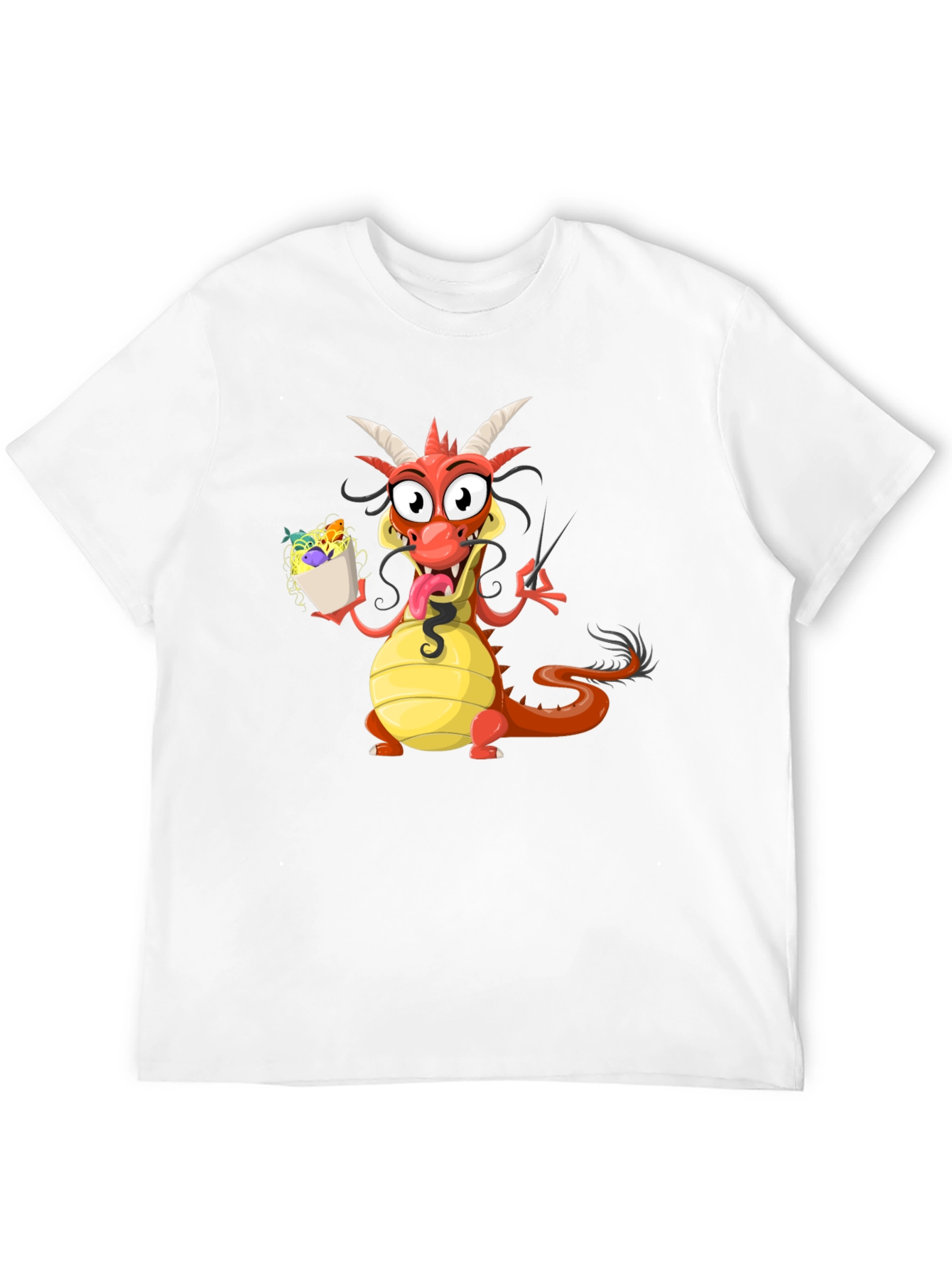 Funny Dragon Eating Noodles Graphic Tee