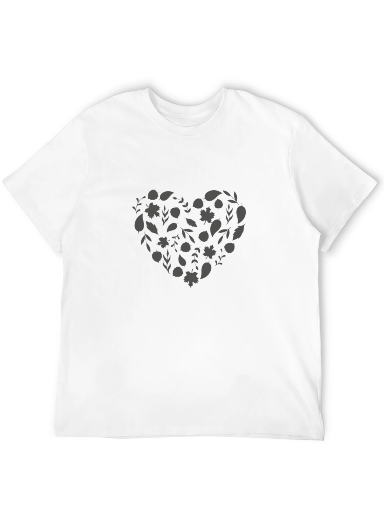 Black T-Shirt with Floral Heart Design