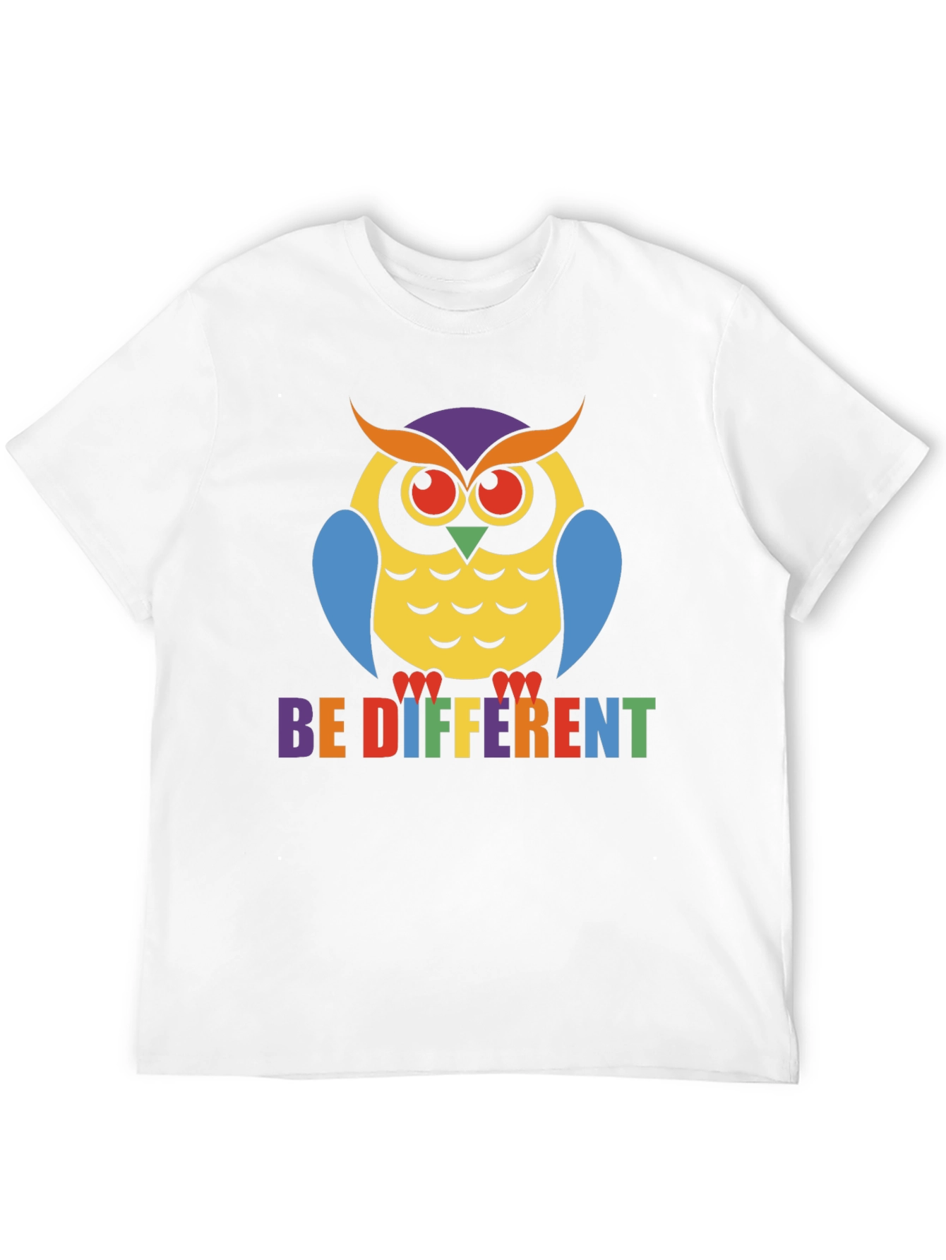 Be Different Owl T-Shirt Pride Tee Black Cotton