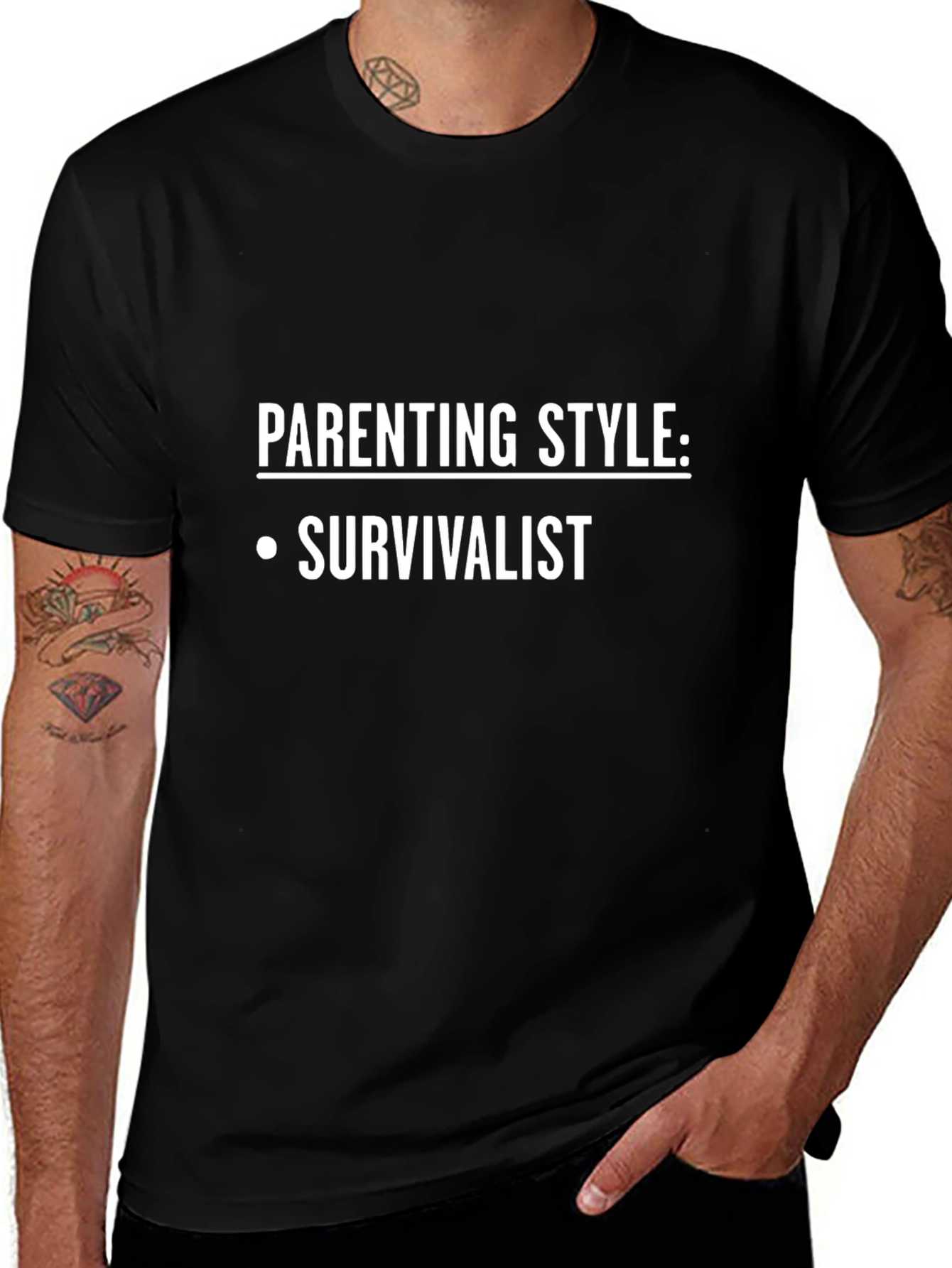 Parenting Style Survivalist Novelty Graphic Tee