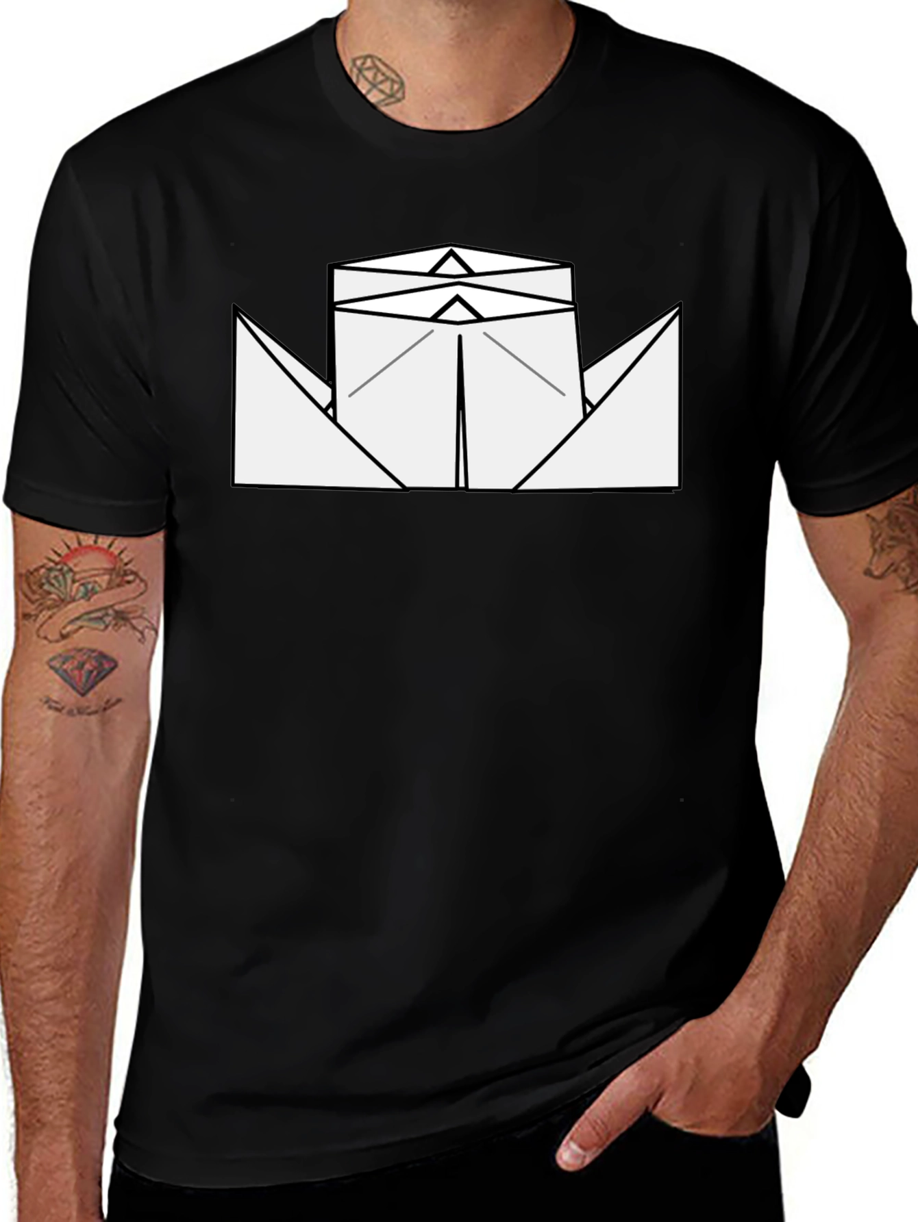 Paper Boat Graphic Tee - Black
