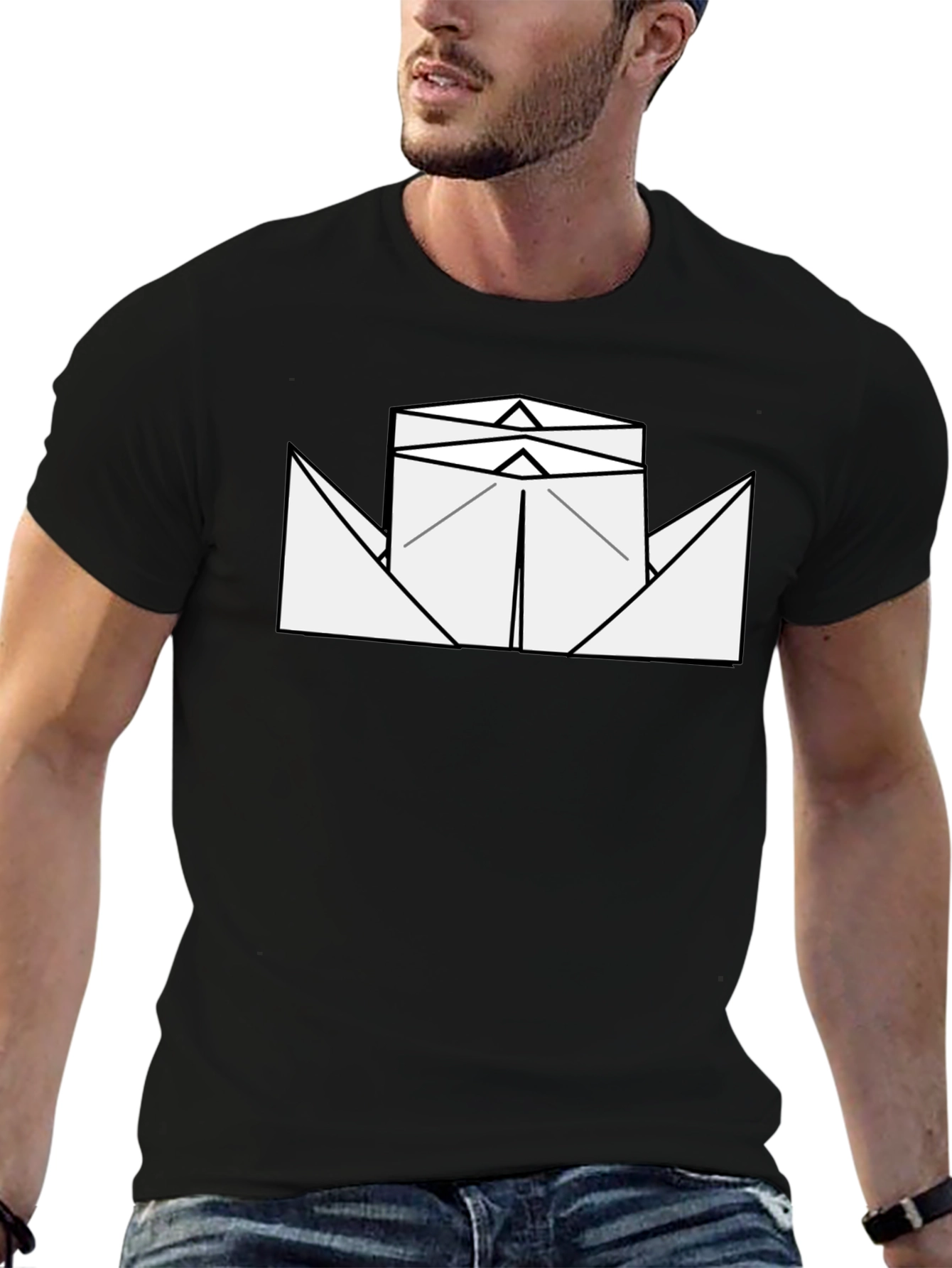 Paper Boat Graphic Tee - Black