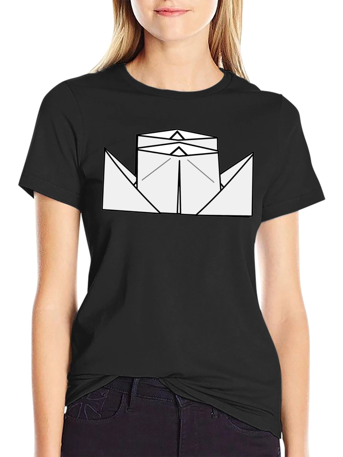 Paper Boat Graphic Tee - Black