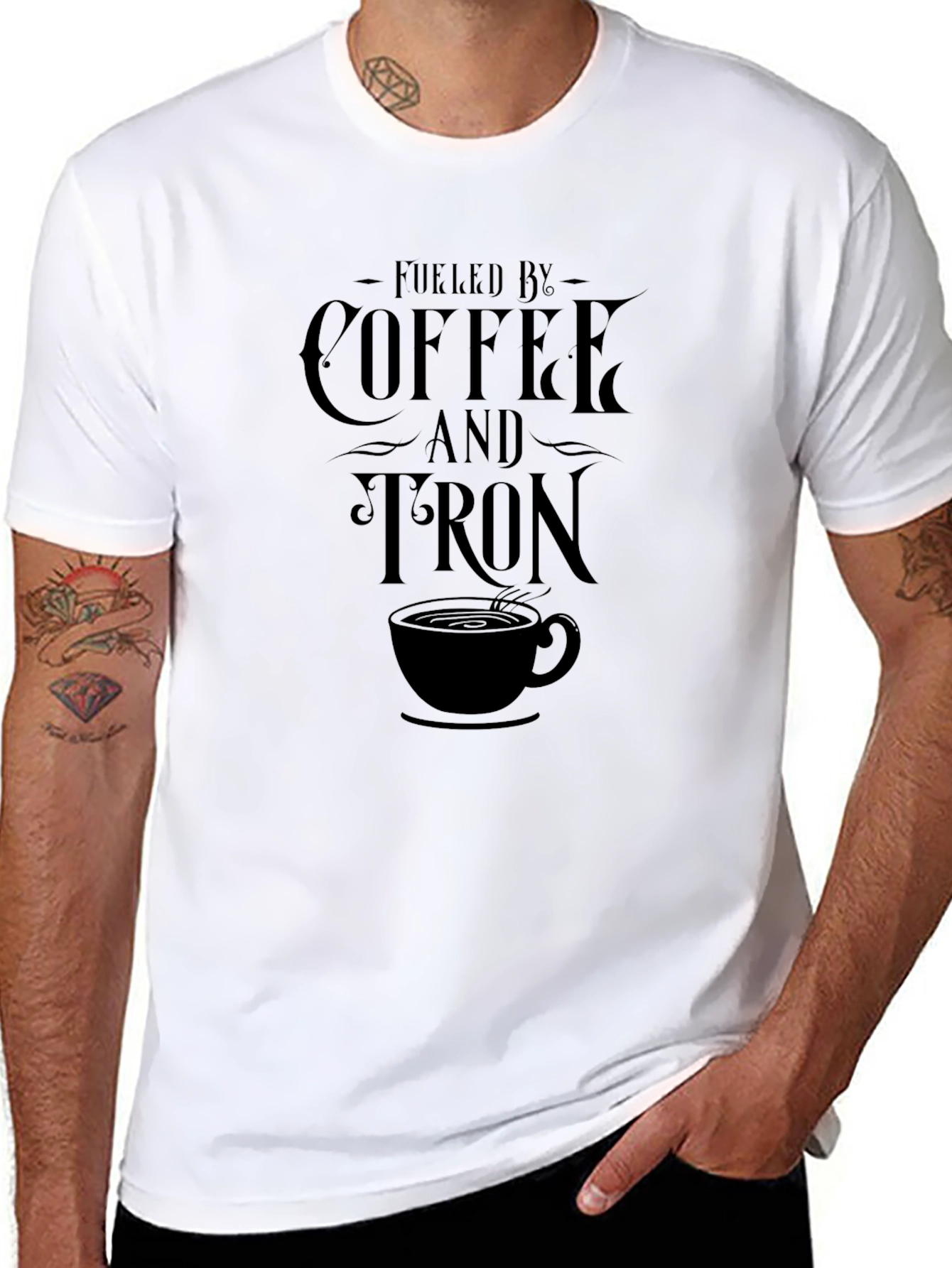 Fueled By Coffee and TRON Black T-Shirt