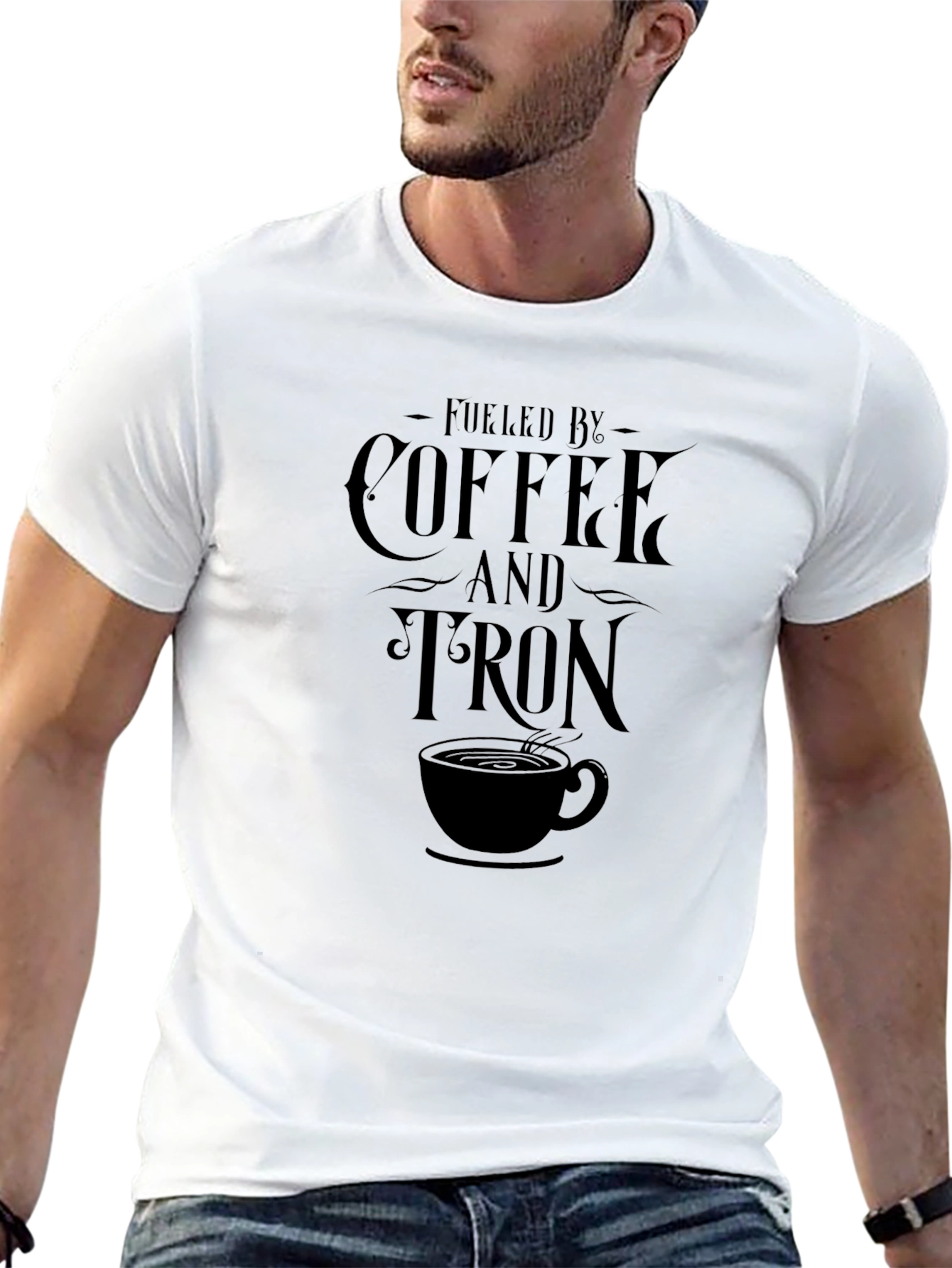 Fueled By Coffee and TRON Black T-Shirt
