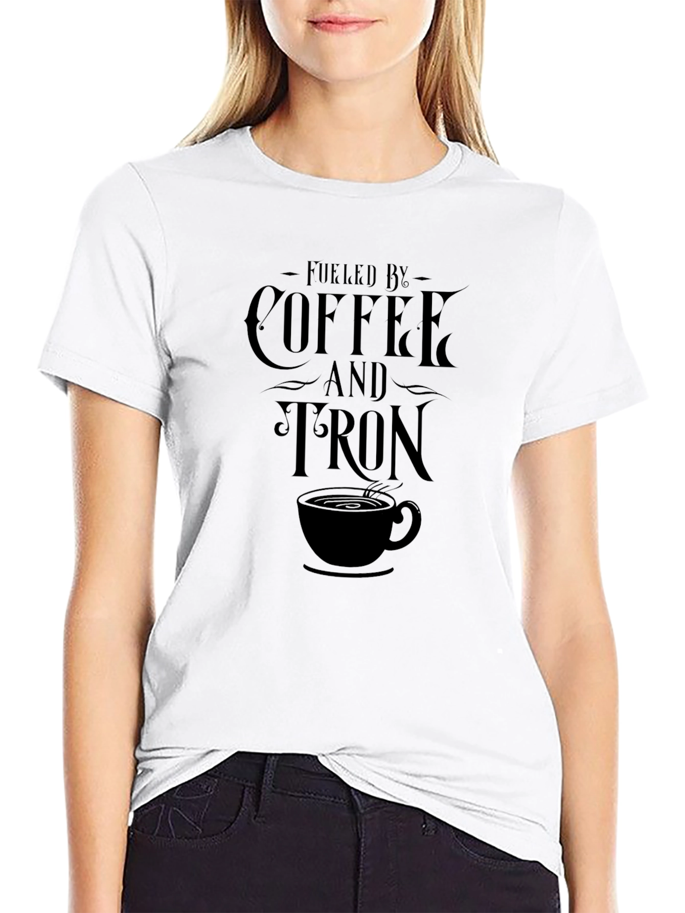 Fueled By Coffee and TRON Black T-Shirt