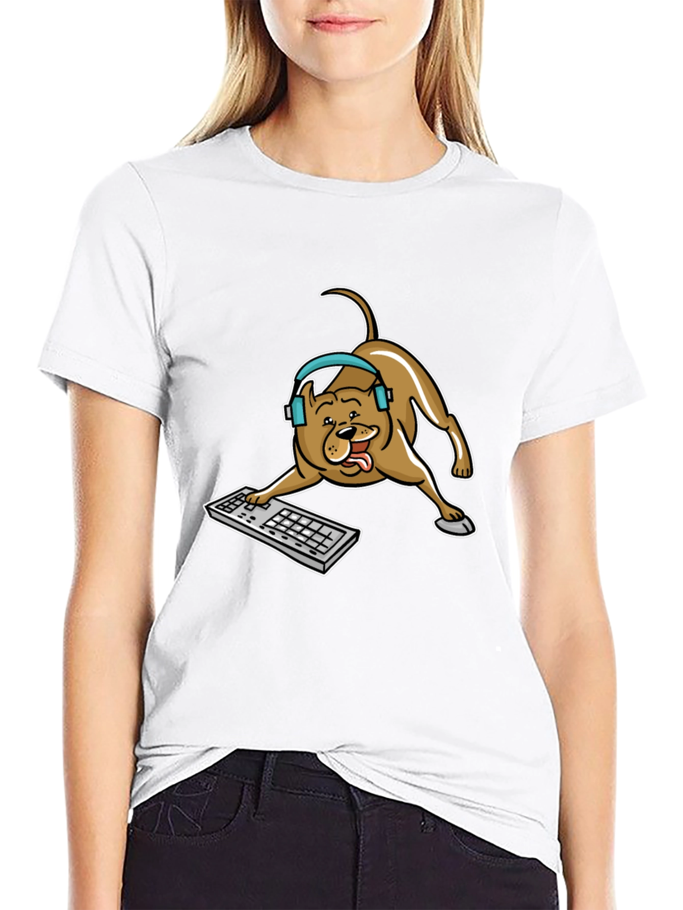 Gamer Dog Graphic Tee - Cute Canine Keyboard Design