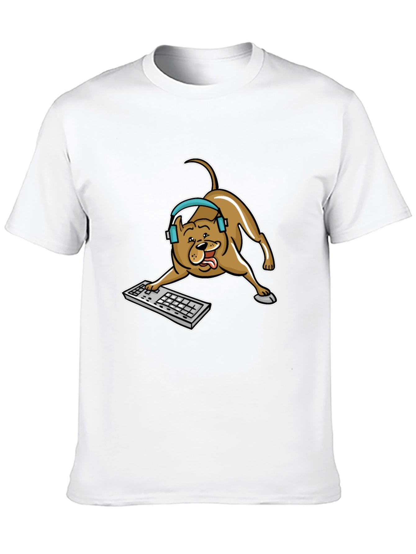 Gamer Dog Graphic Tee - Cute Canine Keyboard Design