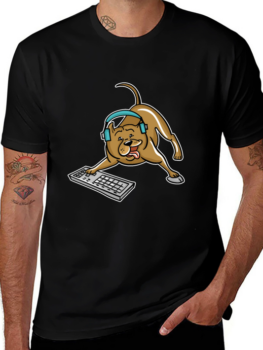 Gamer Dog Graphic Tee - Cute Canine Keyboard Design