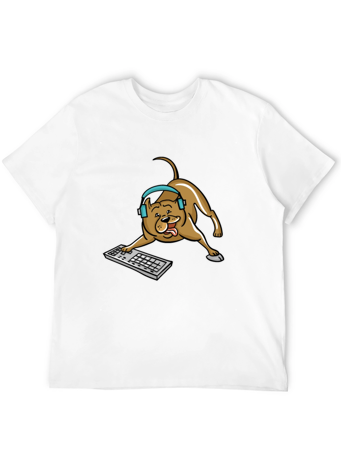 Gamer Dog Graphic Tee - Cute Canine Keyboard Design