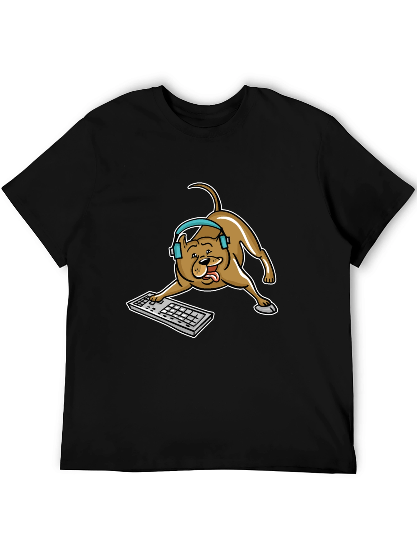 Gamer Dog Graphic Tee - Cute Canine Keyboard Design