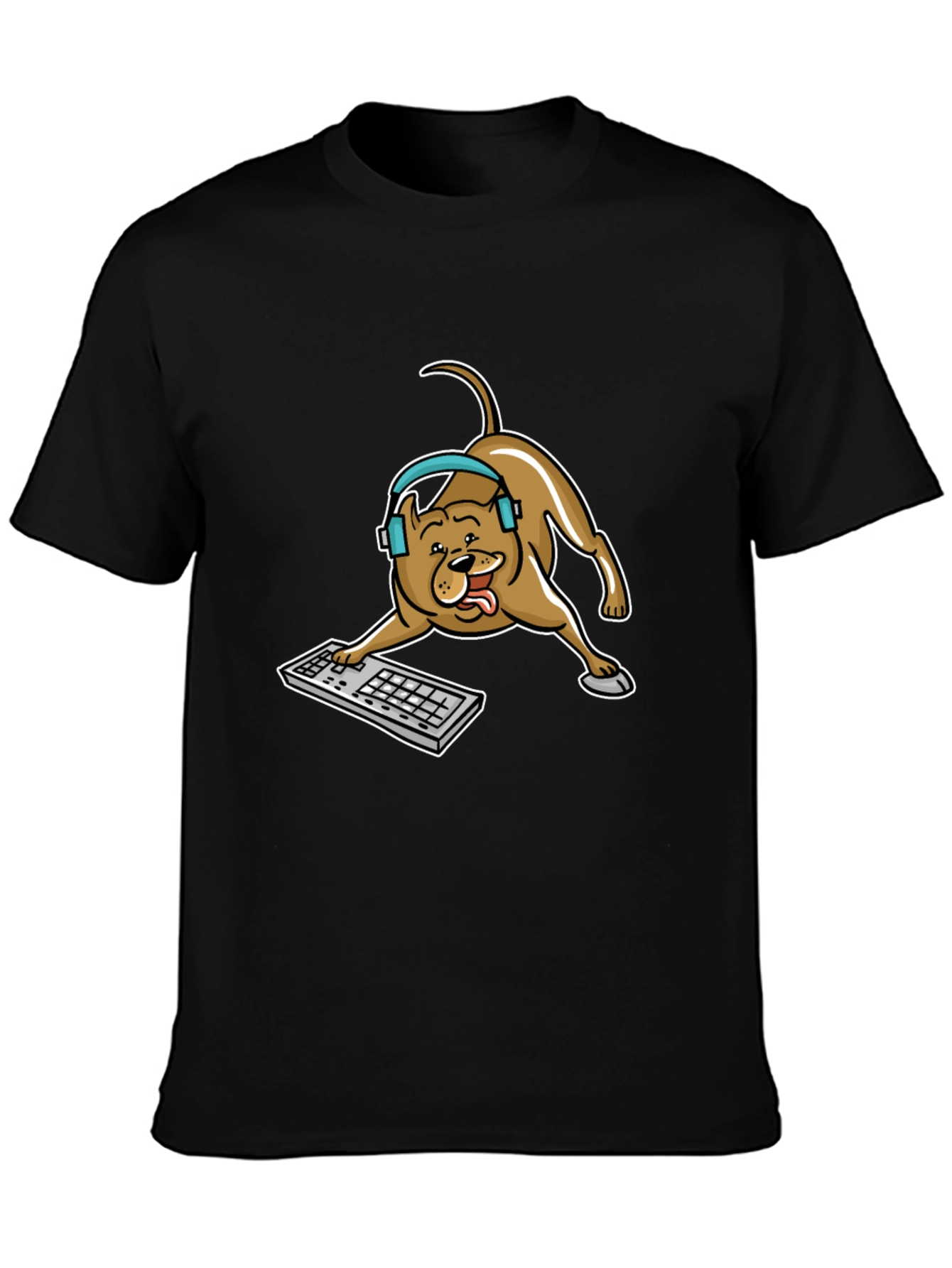 Gamer Dog Graphic Tee - Cute Canine Keyboard Design