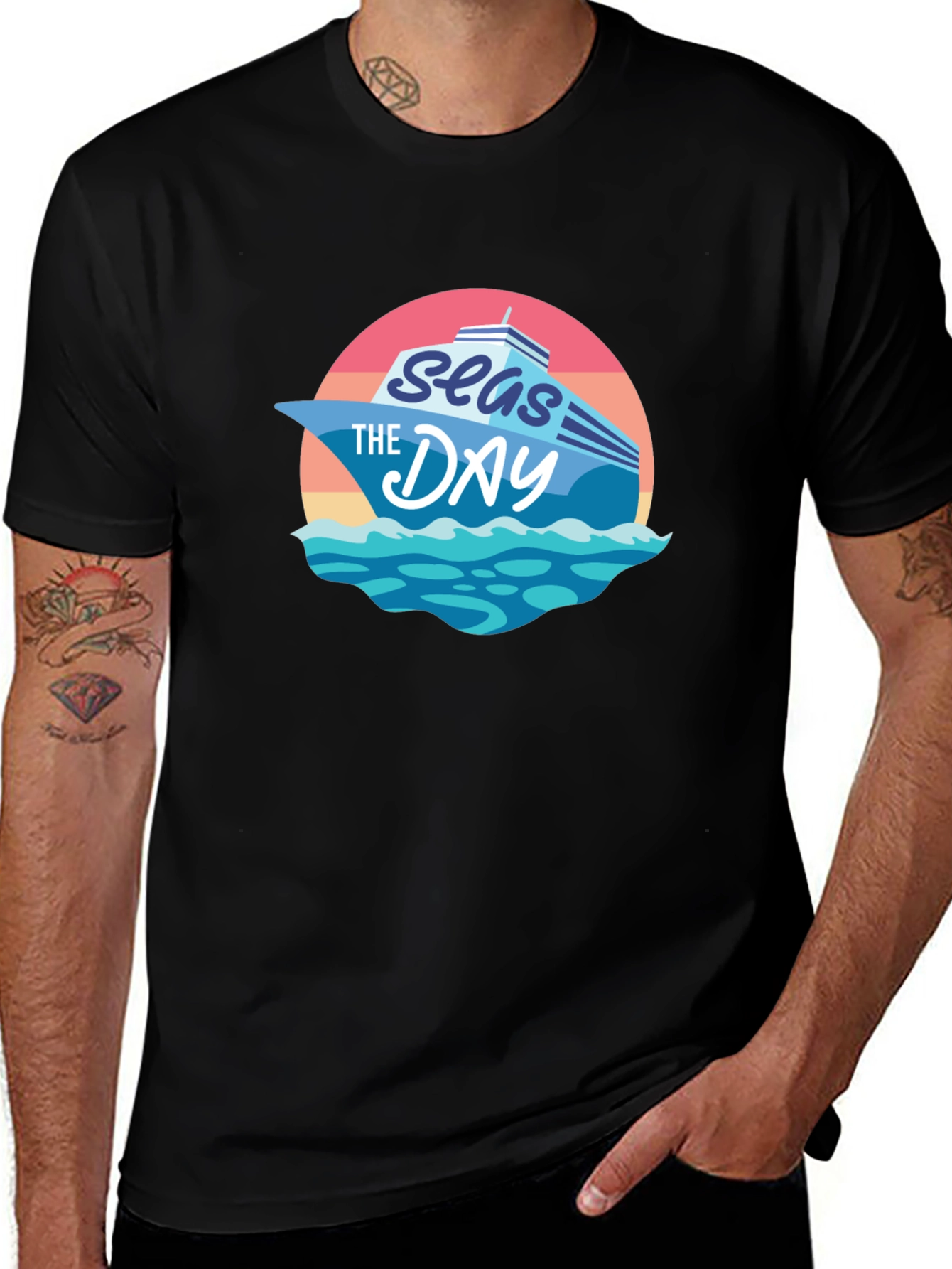 Seas The Day Graphic T-Shirt - Cruise Vacation Tee