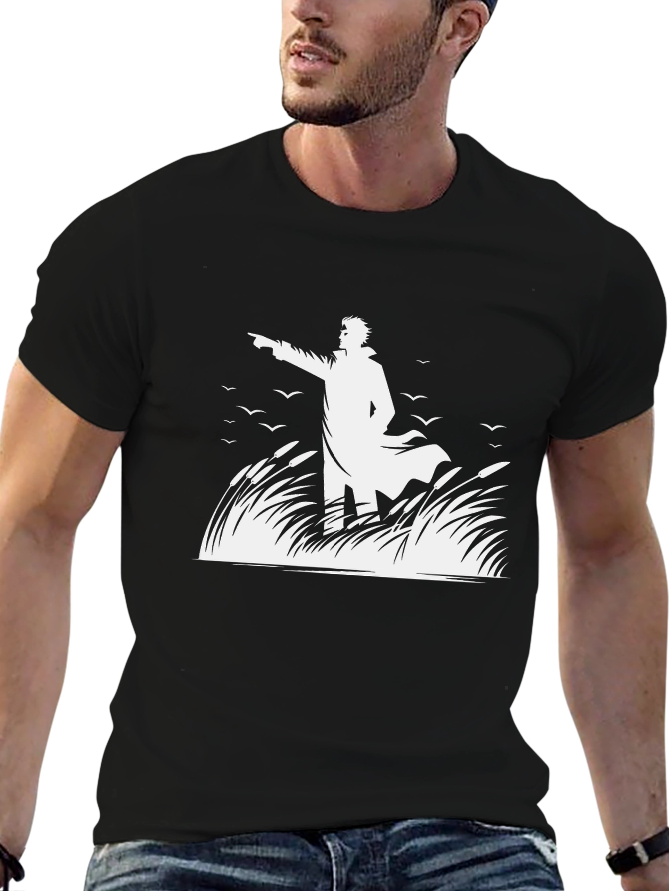 Literary Silhouette Graphic Tee - Classic Black T-Shirt